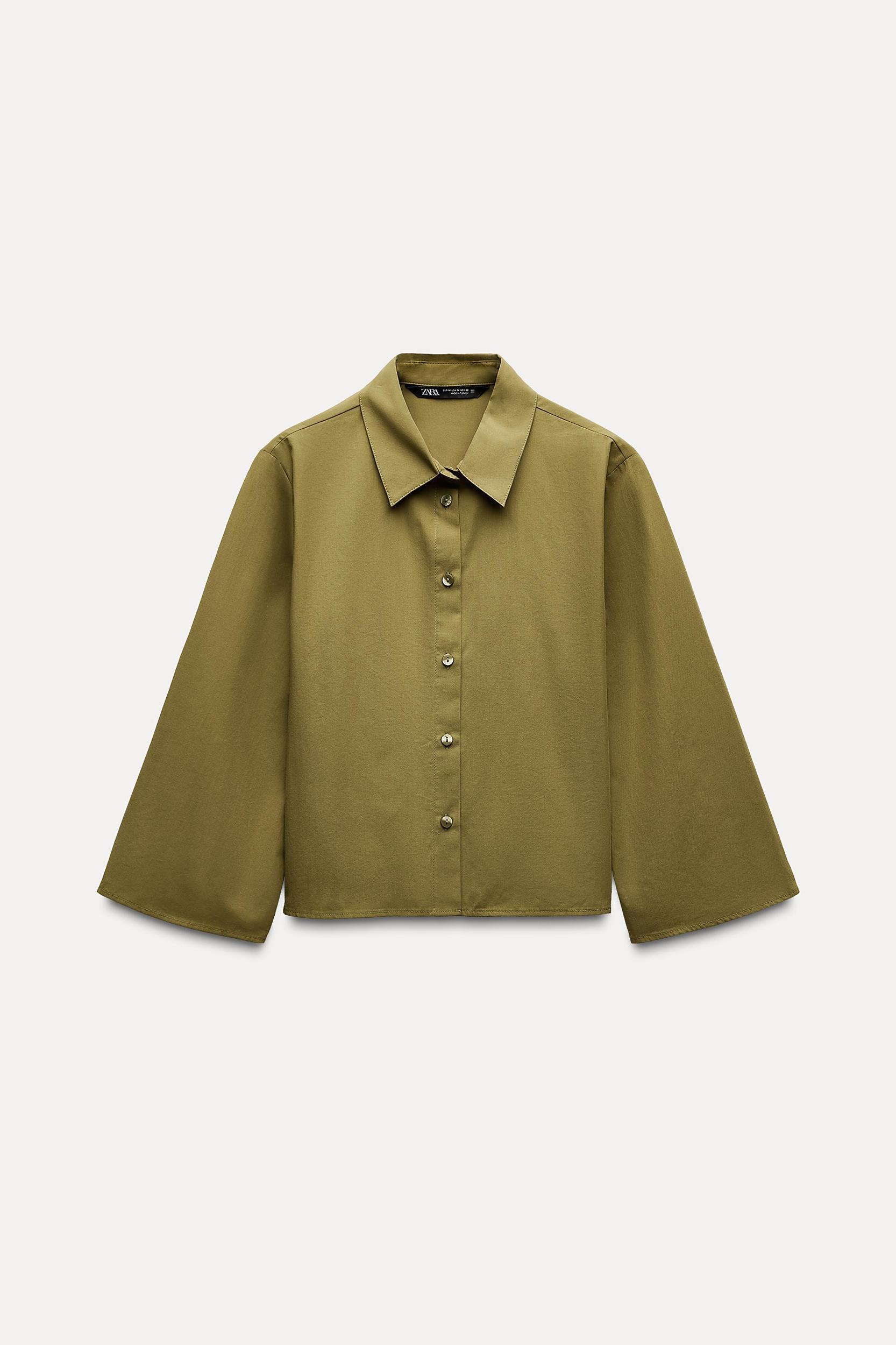 ELBOW-LENGTH SLEEVE CROP SHIRT Product Image