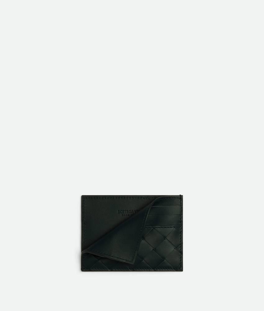 Men's Intrecciato Credit Card Case in Dark green Product Image