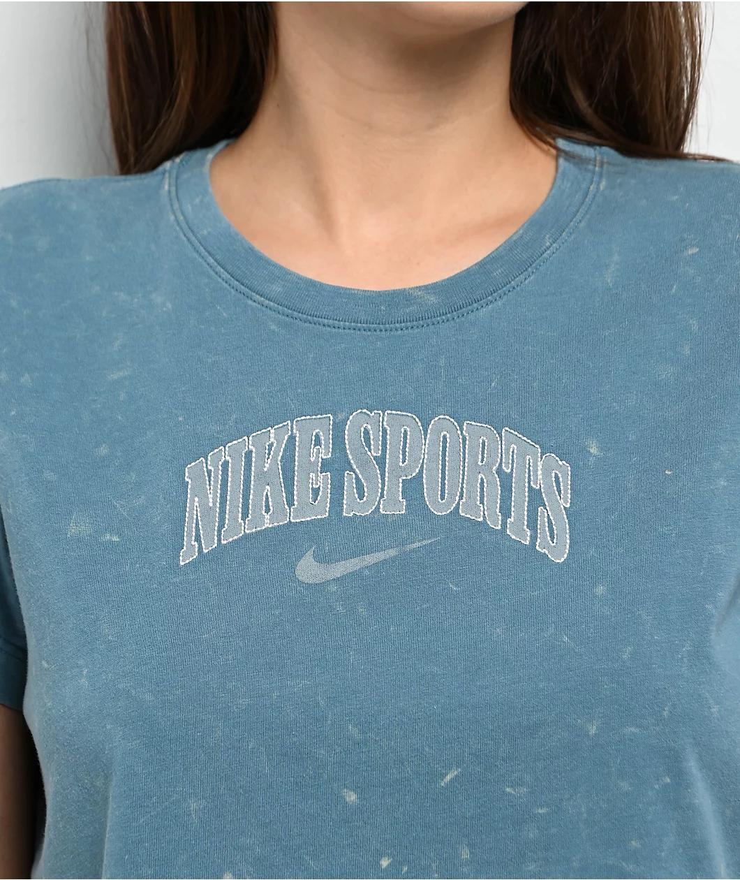 Nike Sportswear Blue Wash Crop T-Shirt Product Image