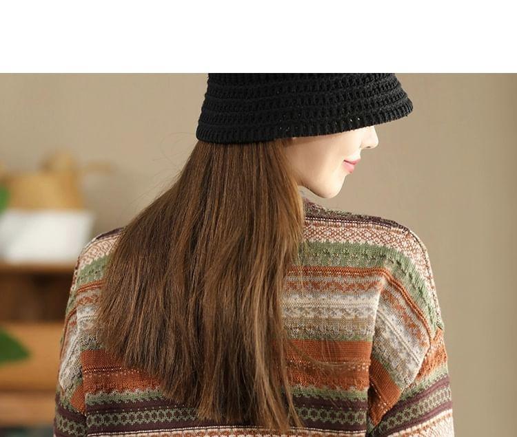 V-Neck Color Block Cardigan Product Image