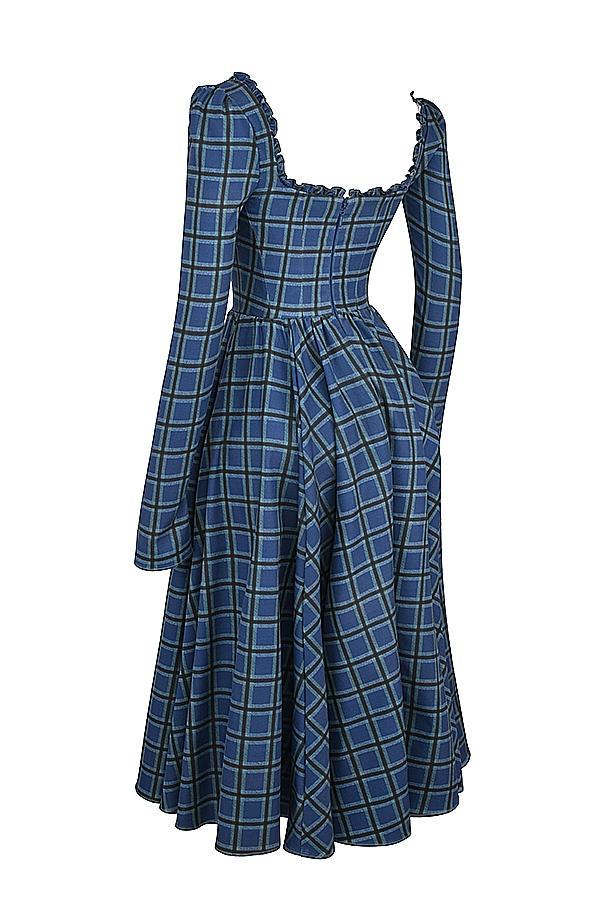 Delia Blue Tartan Midi Dress Product Image