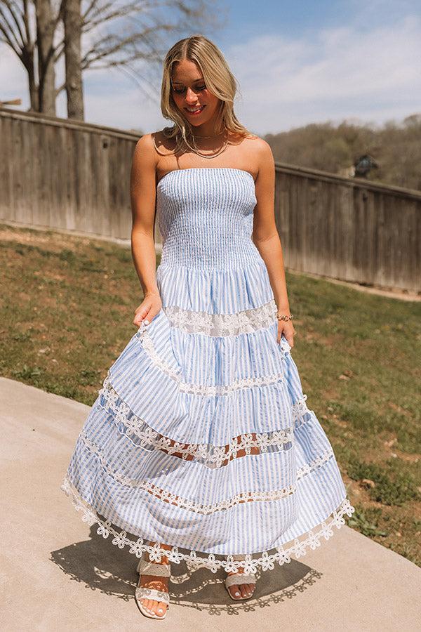 Seaside Sonata Stripe Midi Dress in Sky Blue Product Image