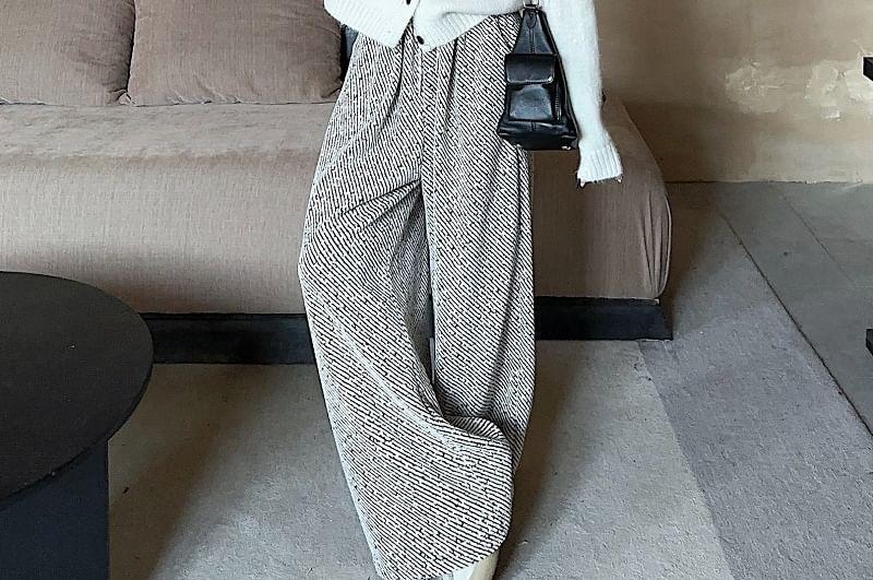 Contrast Collar Button-Up Carding / High Rise Printed Wide Leg Pants / Lace Wrap Skirt Product Image