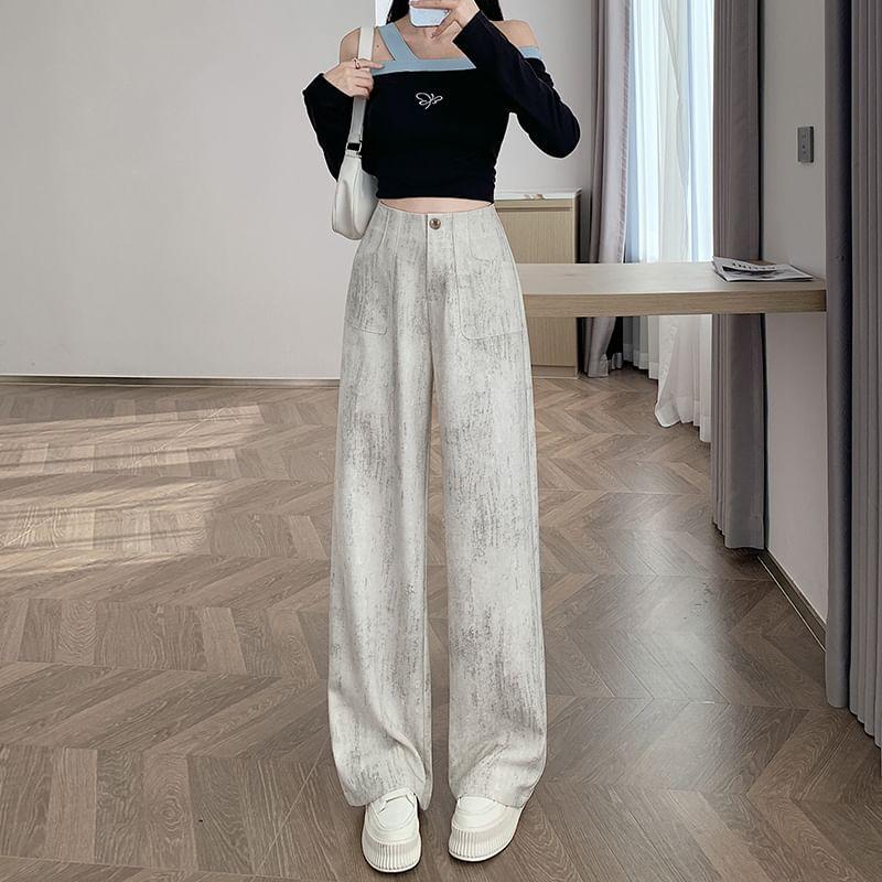 High Waist Tie Dye Wide Leg Suit Pants Product Image