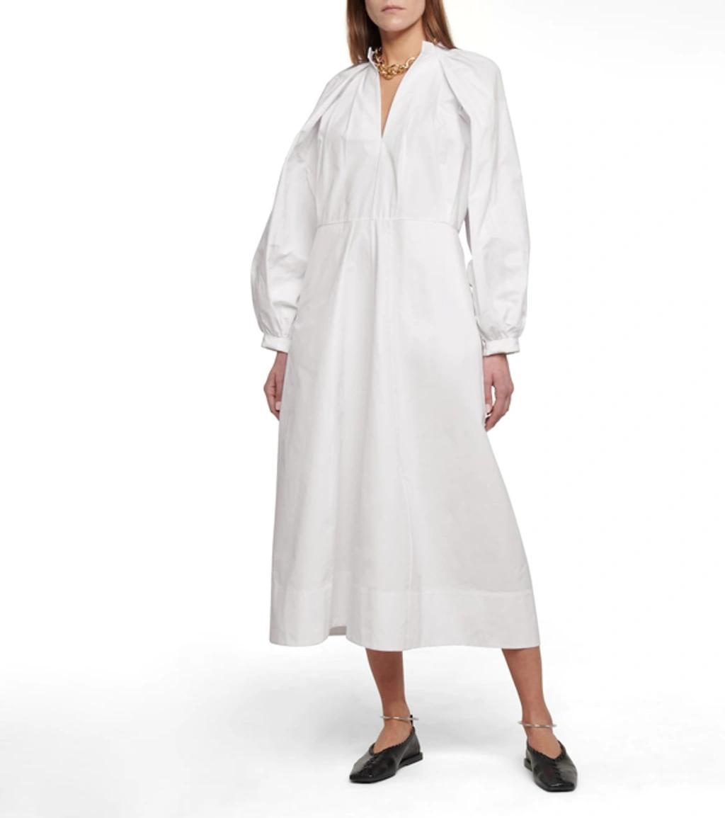 JIL SANDER Cotton Poplin Midi Dress In White Product Image