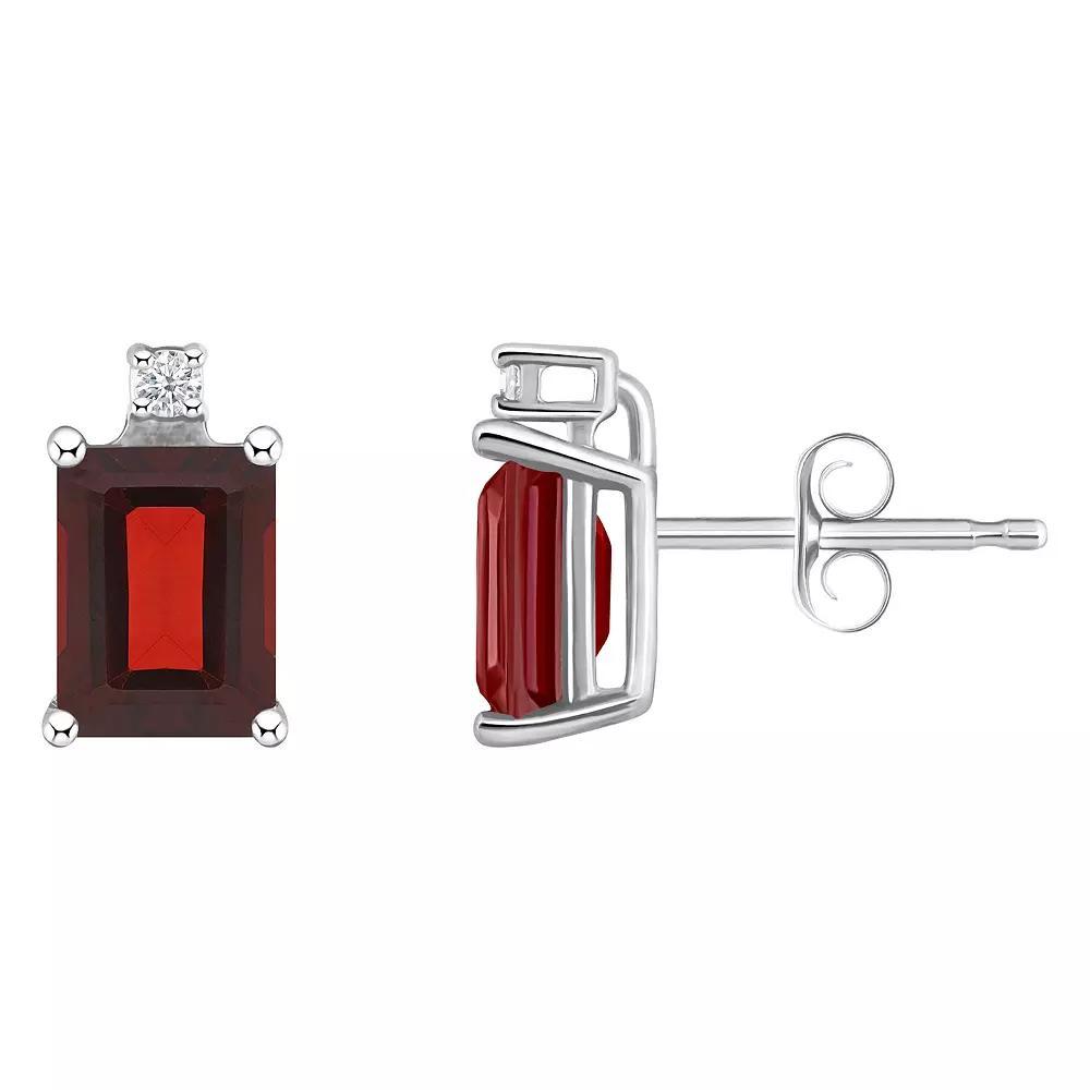 Celebration Gems 14k Gold Emerald Cut Ruby & Diamond Accent Stud Earrings, Women's, 14k Whgold Product Image