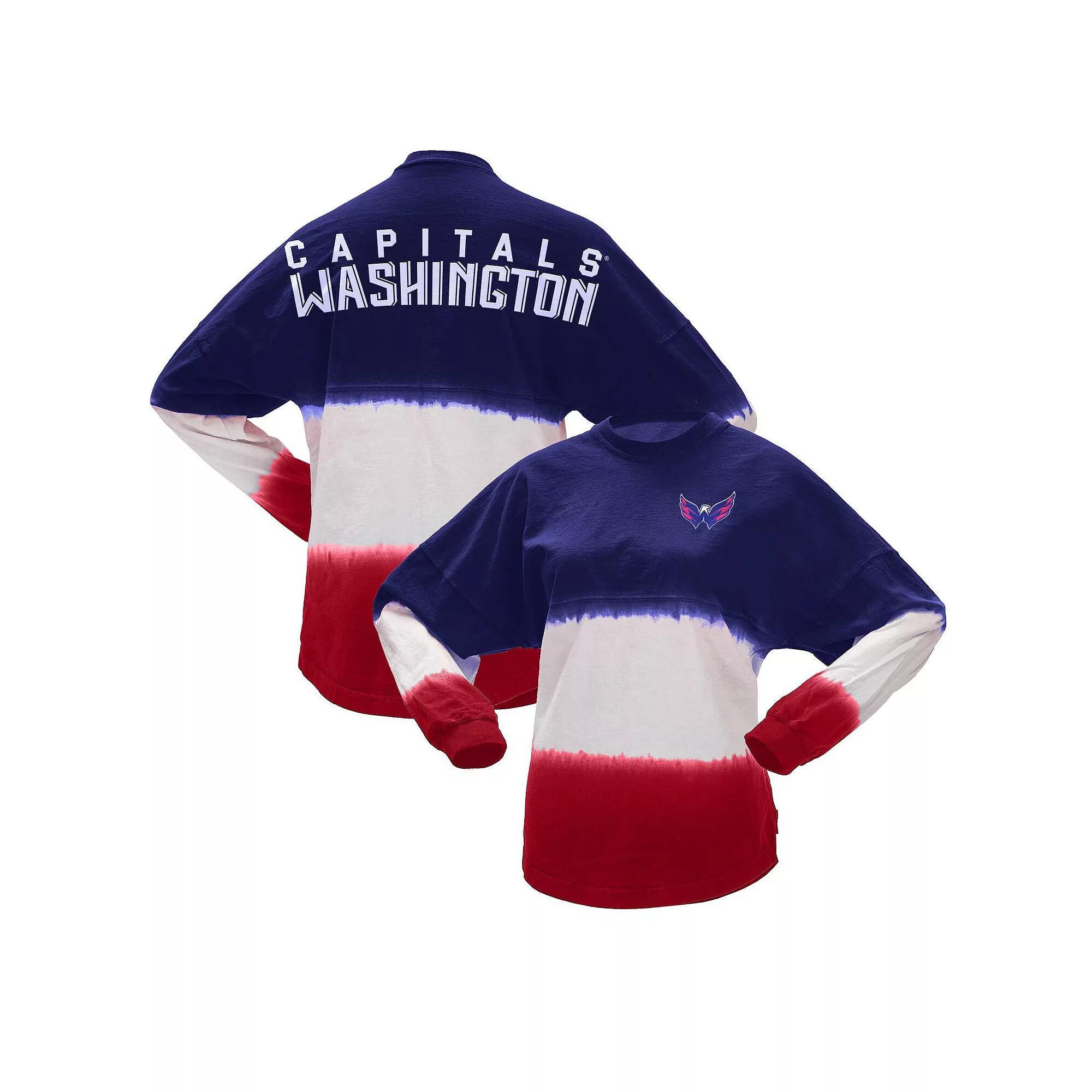Women's Fanatics Branded Navy/Red Washington Capitals Ombre Long Sleeve T-Shirt, Size: Small, Blue Product Image