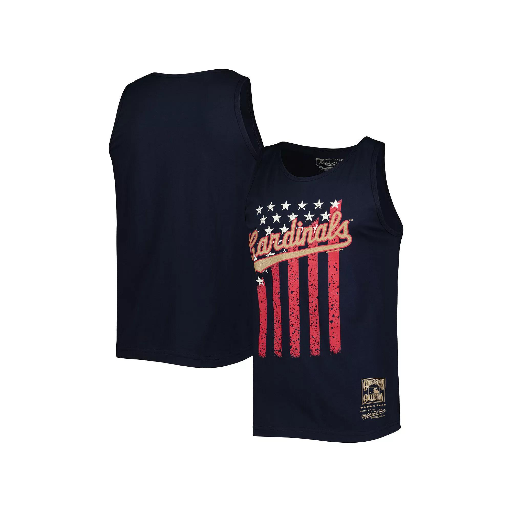 Men's Mitchell & Ness Navy St. Louis Cardinals Cooperstown Collection Stars and Stripes Tank Top, Size: Medium, Blue Product Image