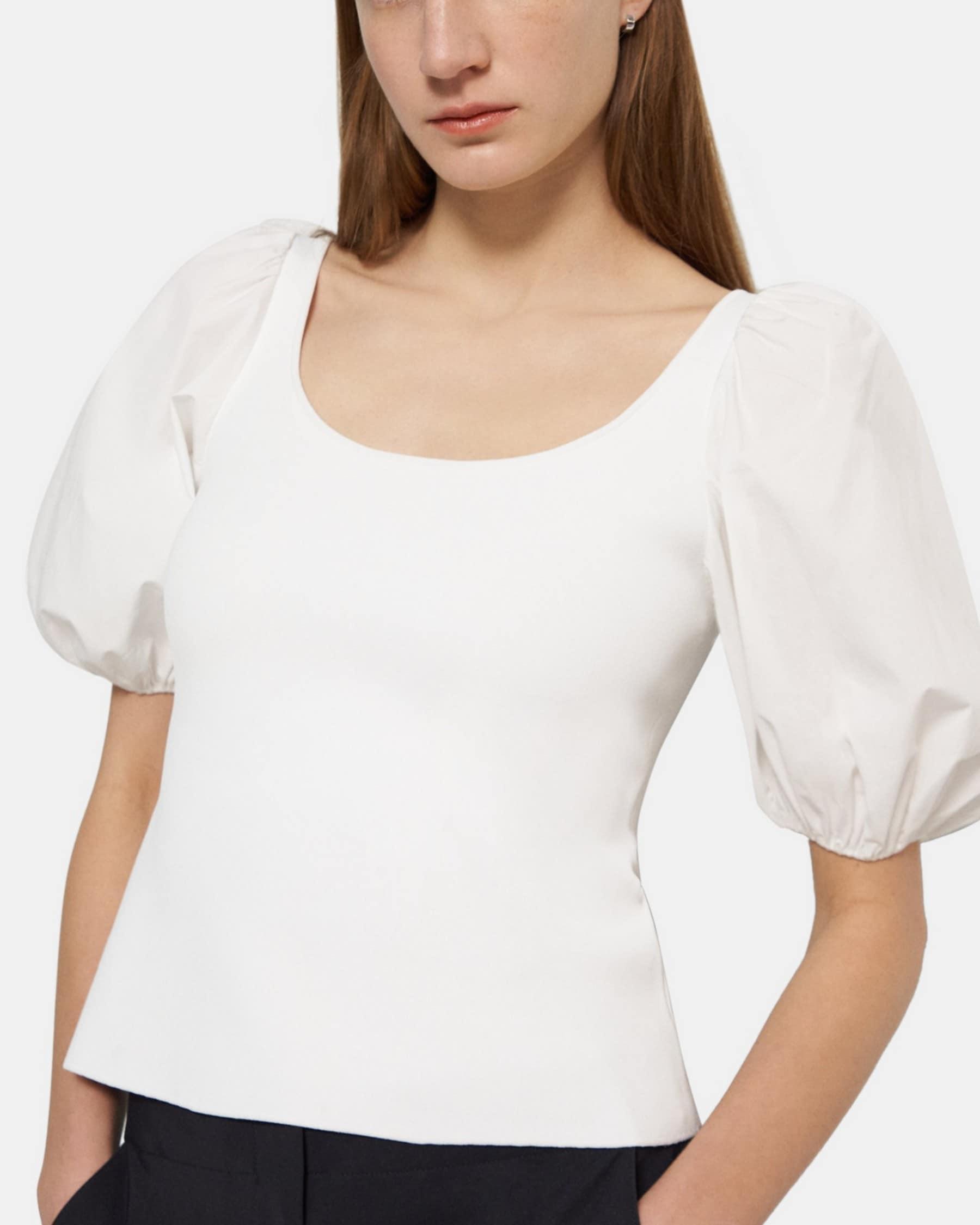Puff Sleeve Top in Stretch Knit Product Image