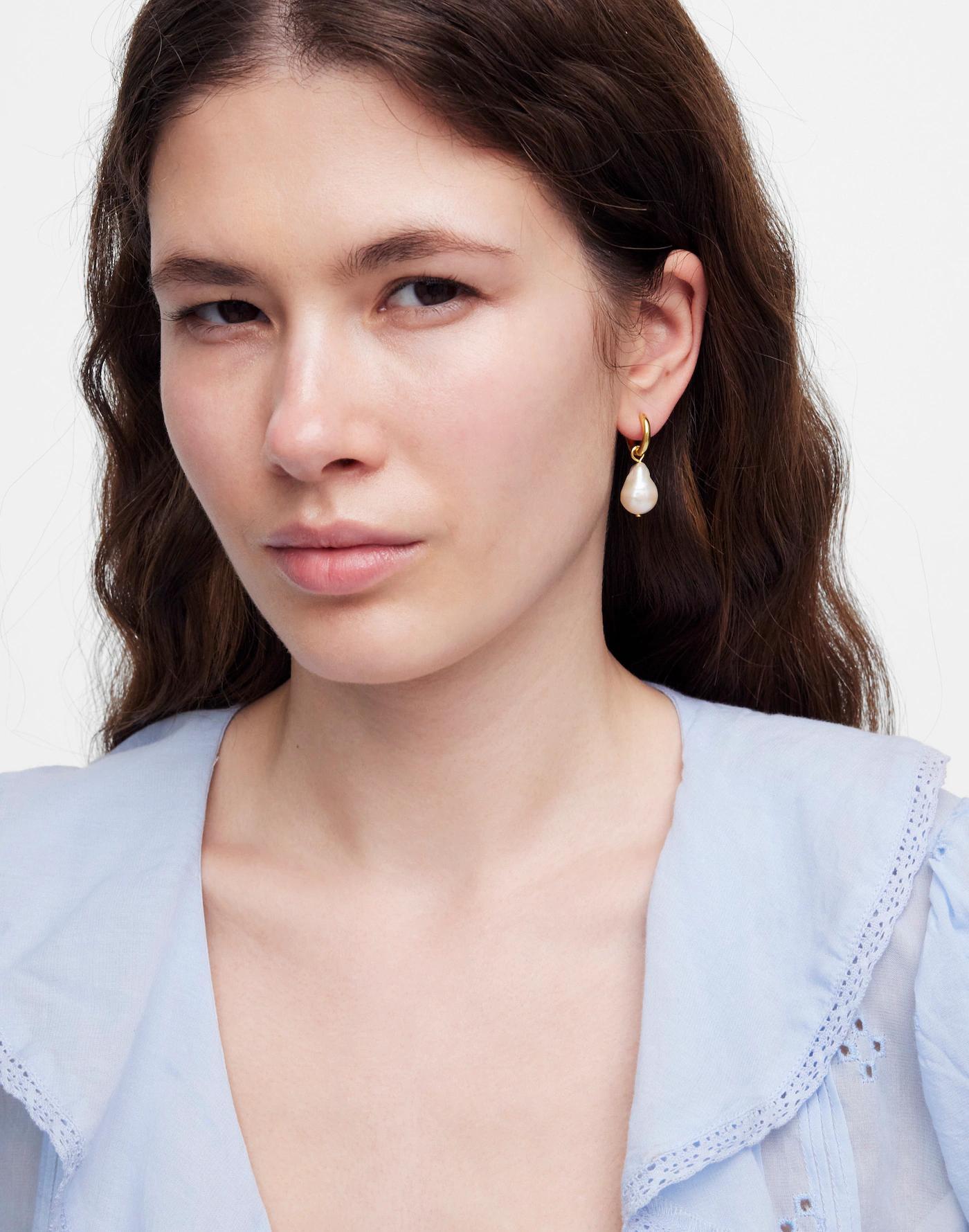 Baroque Freshwater Pearl Statement Hoop Earrings Product Image