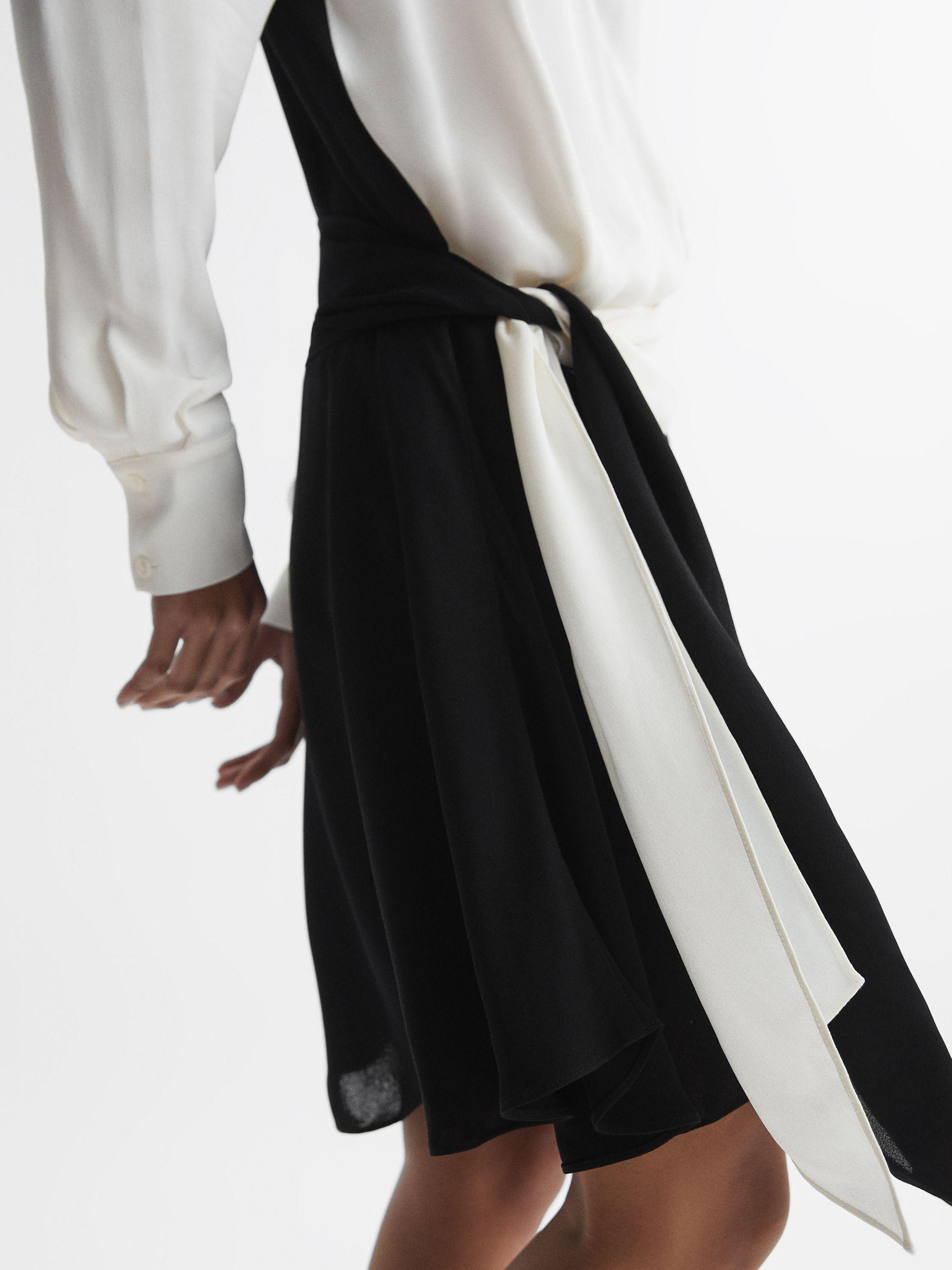 Colourblock Belted Mini Dress in Ivory/Black Product Image