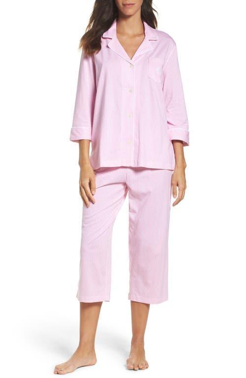 Lauren Ralph Lauren Striped Jersey Notch Collar 34 Sleeve Pajama Set Product Image