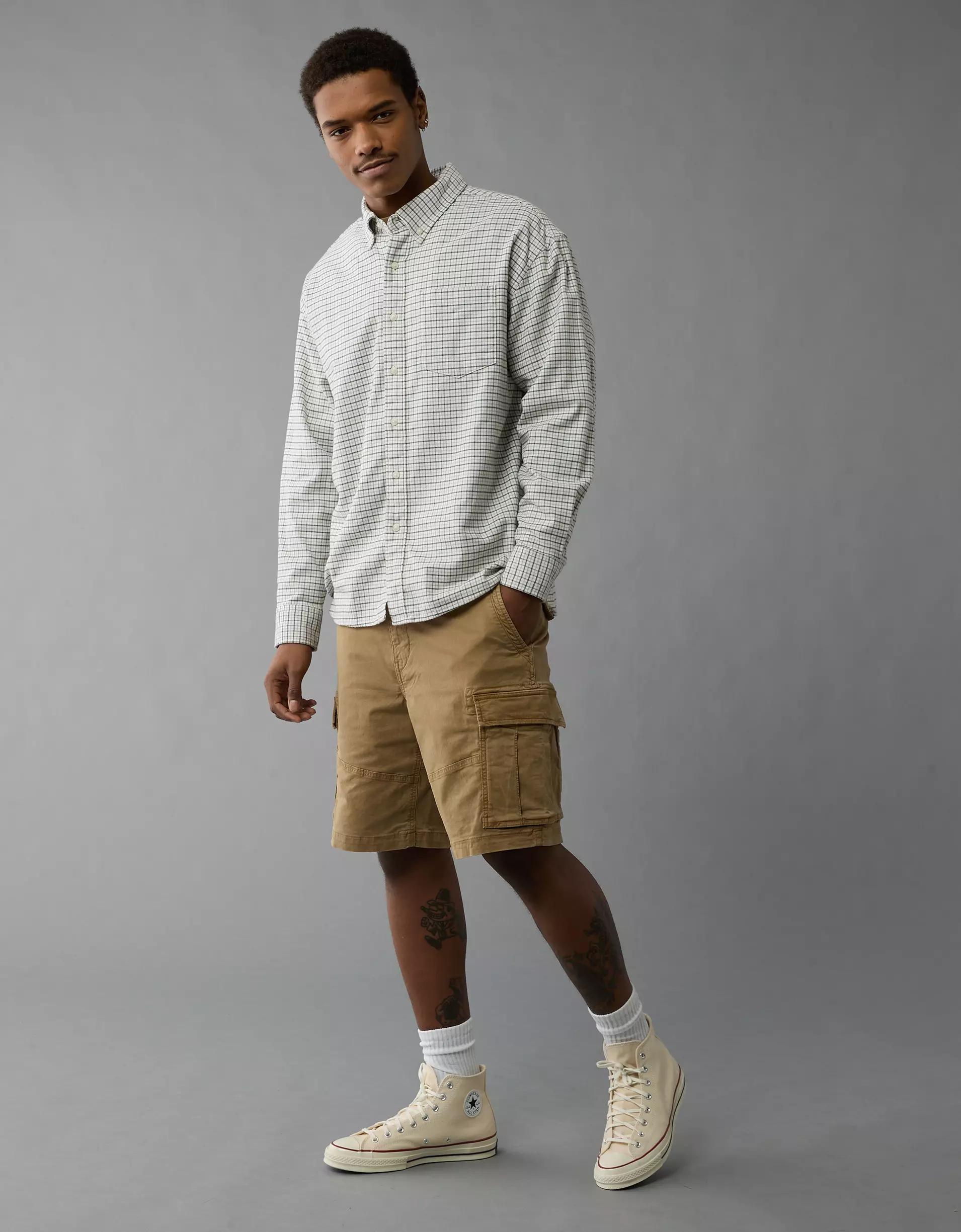 AE Everyday Plaid Flannel Button-Up Shirt Product Image