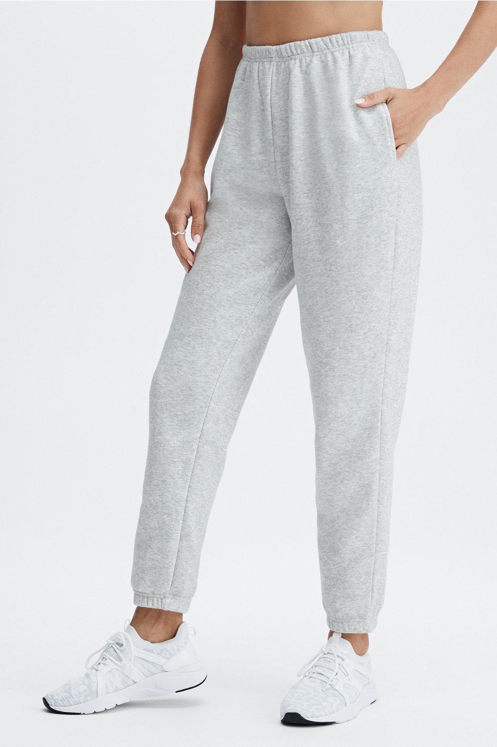 Fabletics Go-To High-Waisted Slim Sweatpant Womens Light Grey Heather Size XXS Product Image