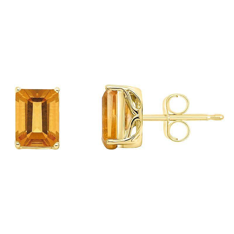 Alyson Layne 14k Gold Emerald Cut Citrine Stud Earrings, Women's, 14k White Gold Product Image
