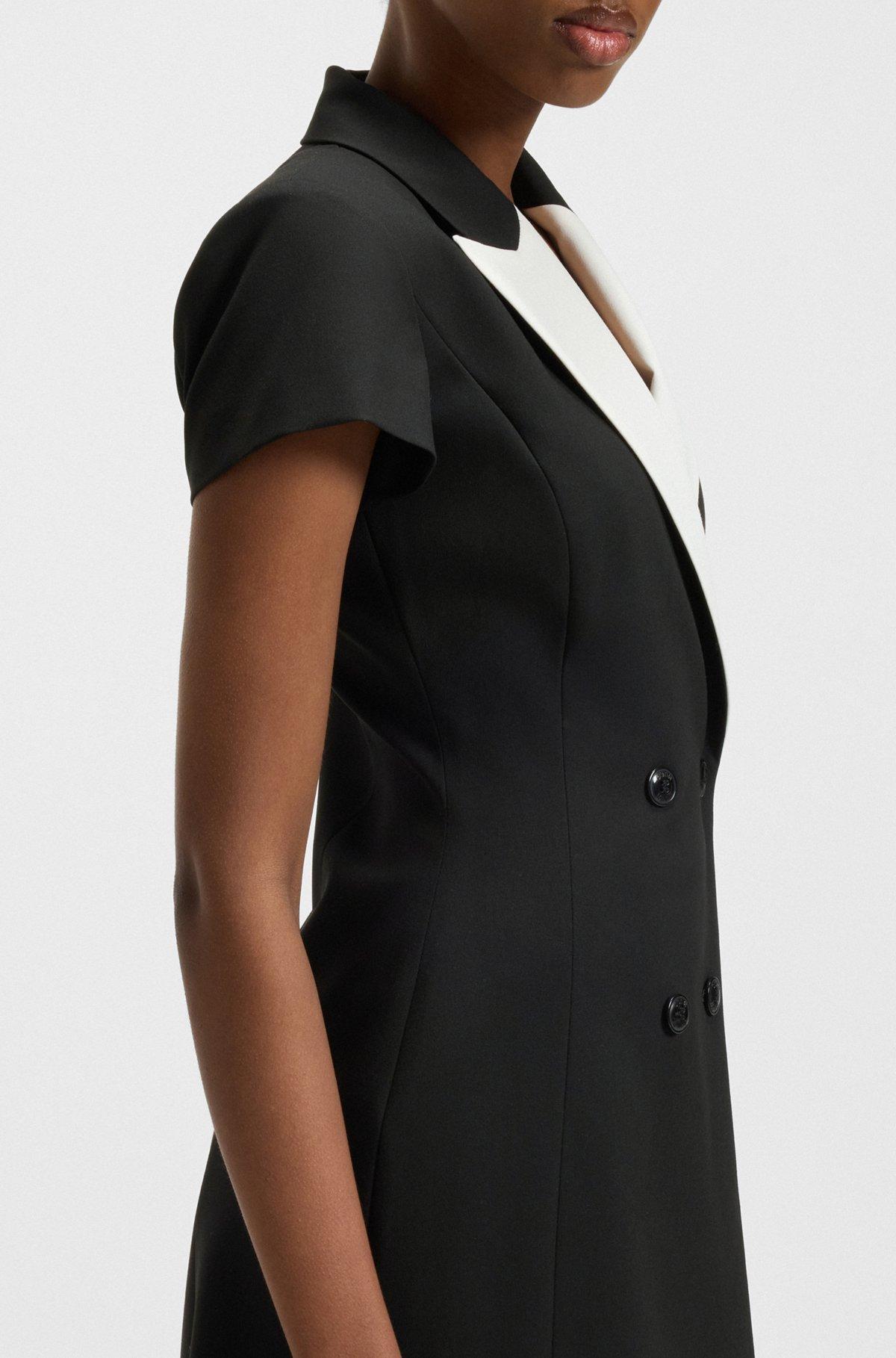 HUGO - Blazer-style dress with contrast lapels - Black Product Image