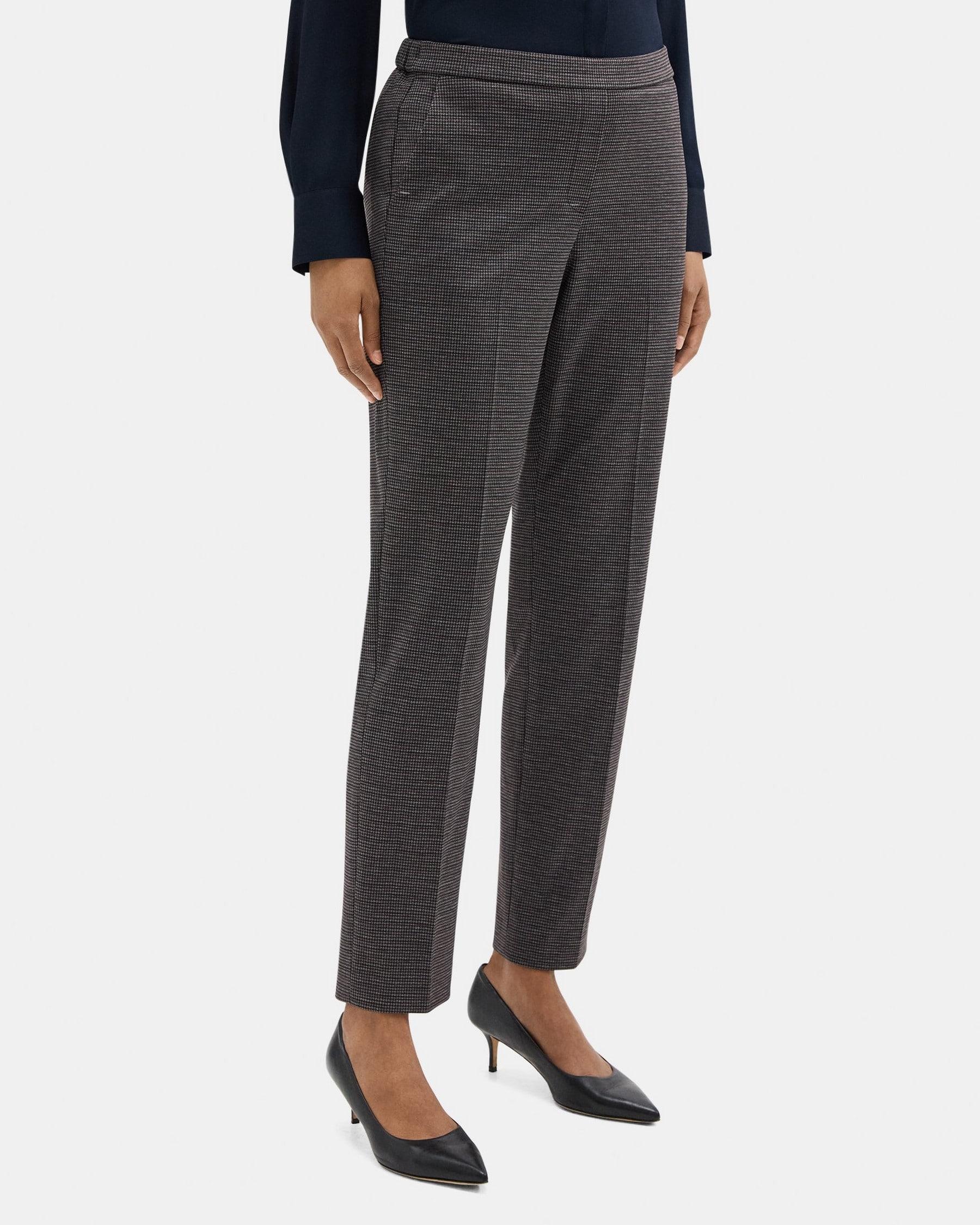 Slim Pull-On Pant in Plaid Ponte Product Image