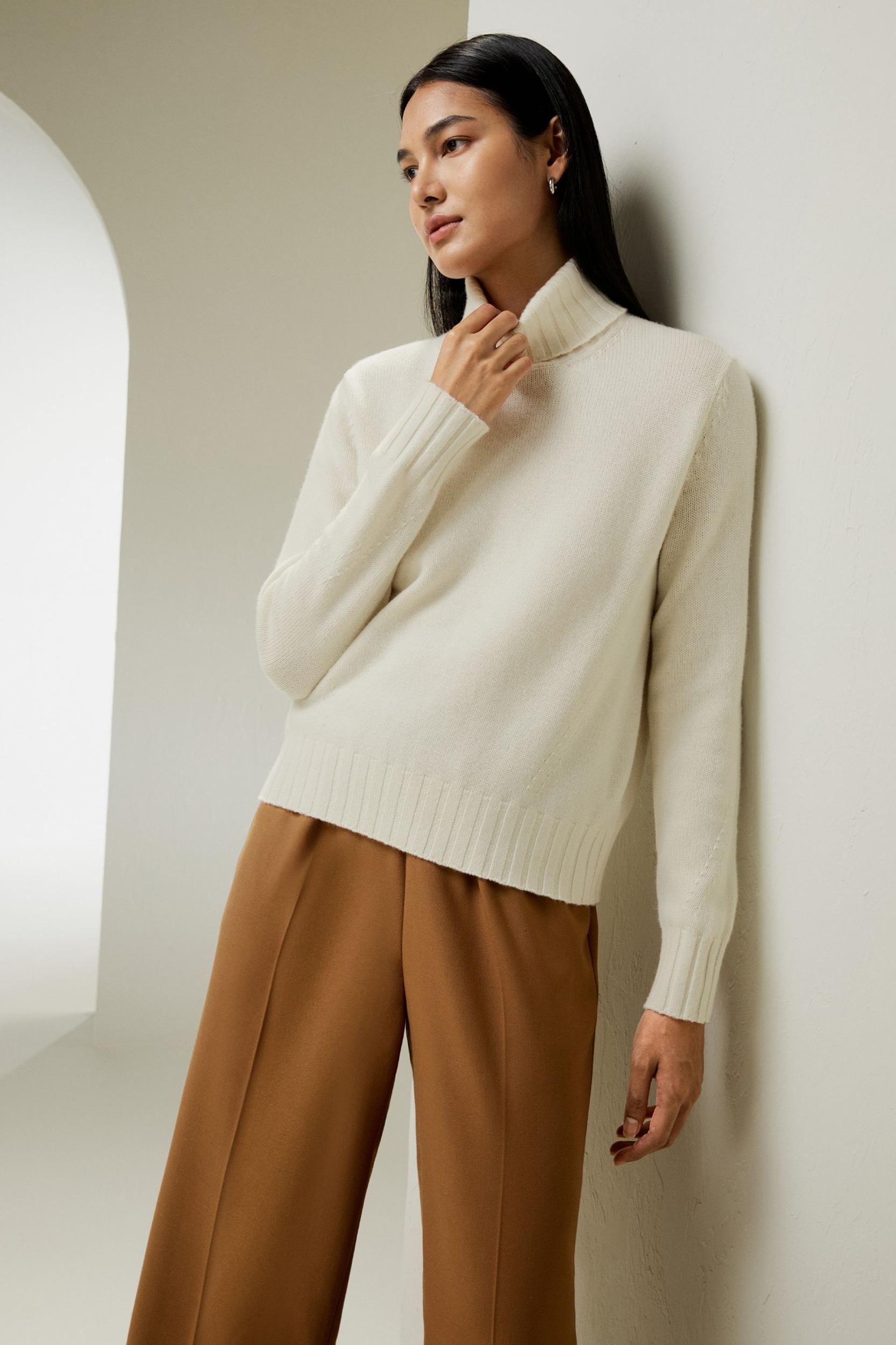 Turtleneck Sweater with Rib Hemline Product Image