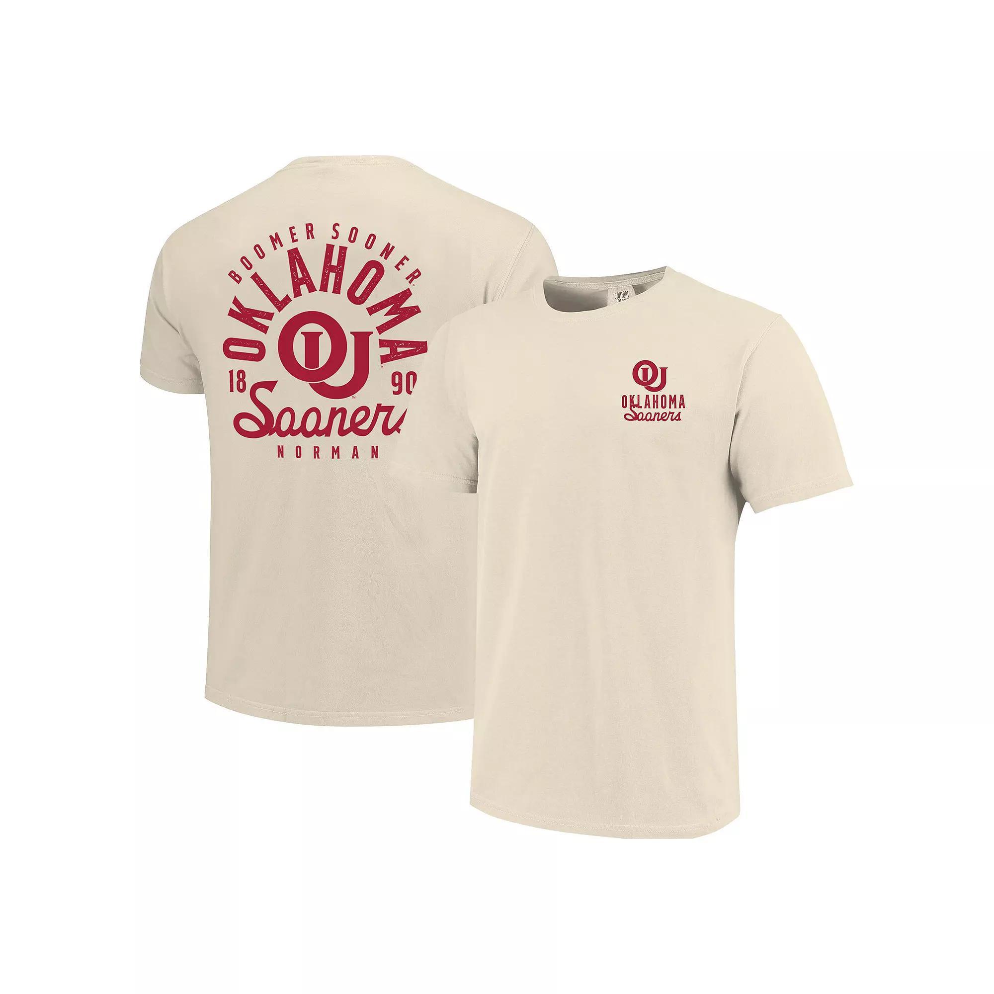 Men's Cream Oklahoma Sooners Comfort Colors Mascot Overlay T-Shirt, Size: Small, Beige Product Image