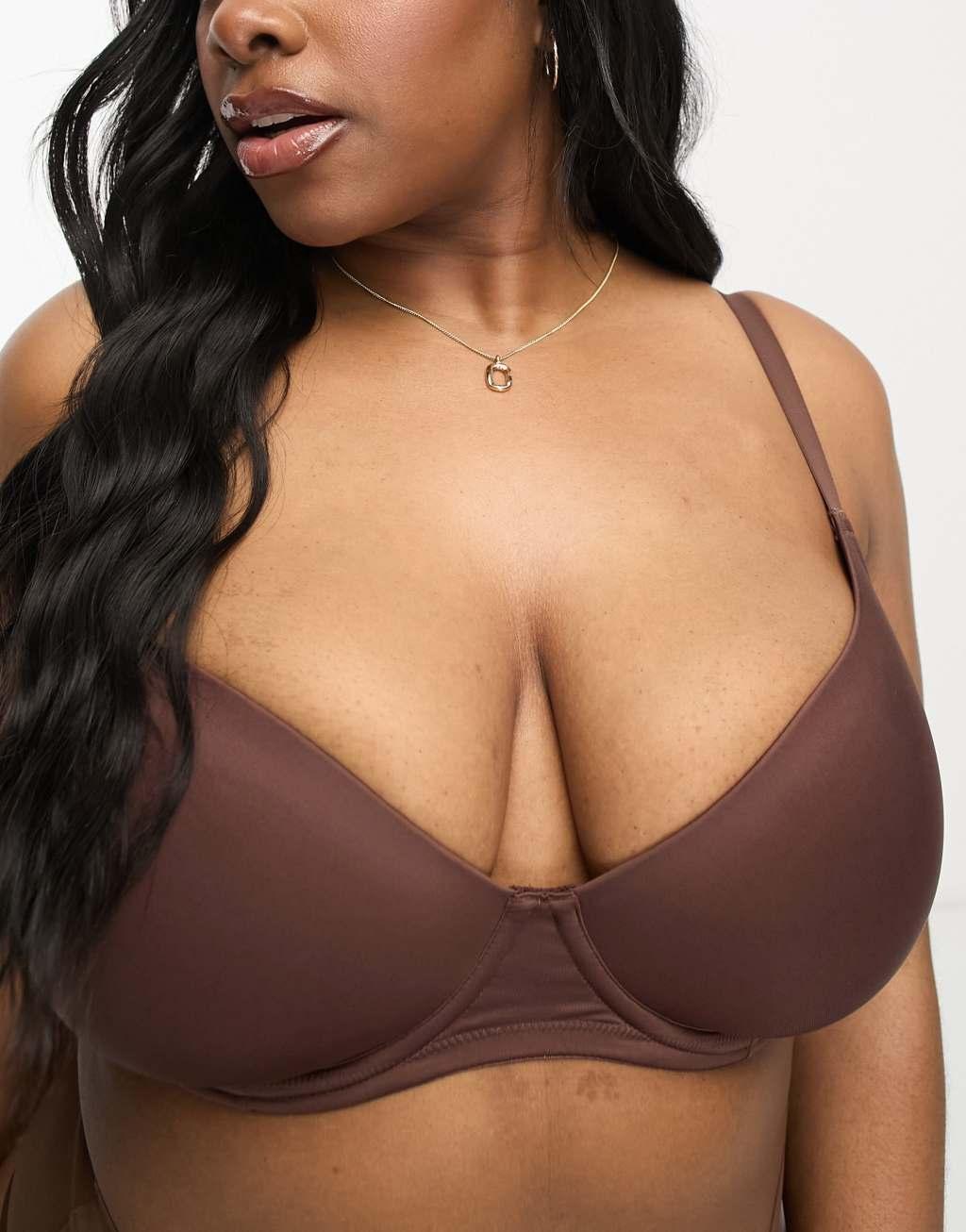 ASOS DESIGN Curve microfiber moulded T-shirt bra Product Image