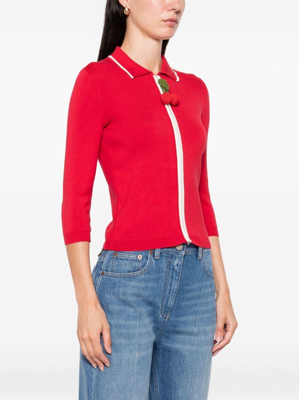 cherry-detail zip-up cardigan Product Image