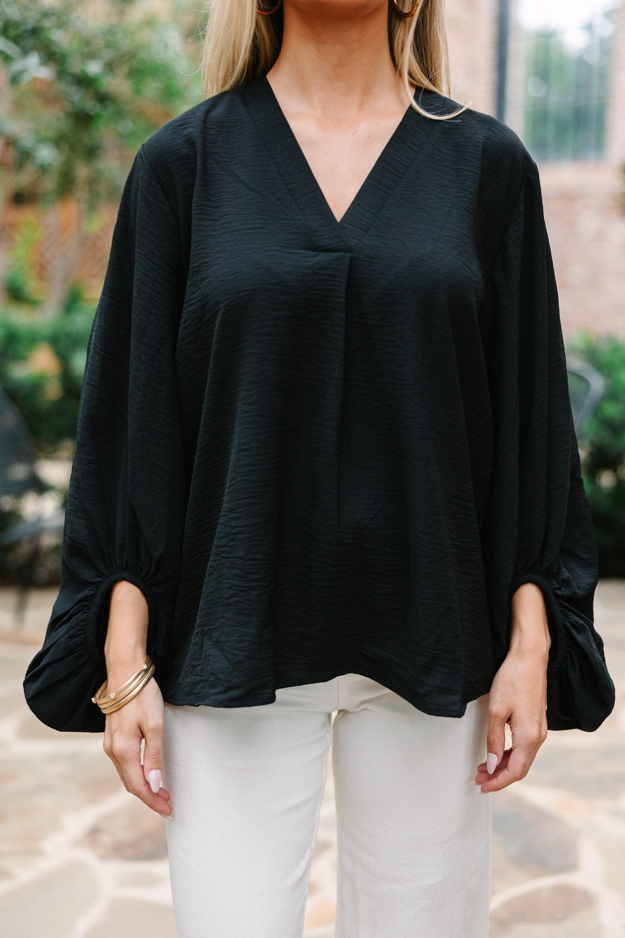 Thanks To You Black Bubble Sleeve Blouse Female Product Image