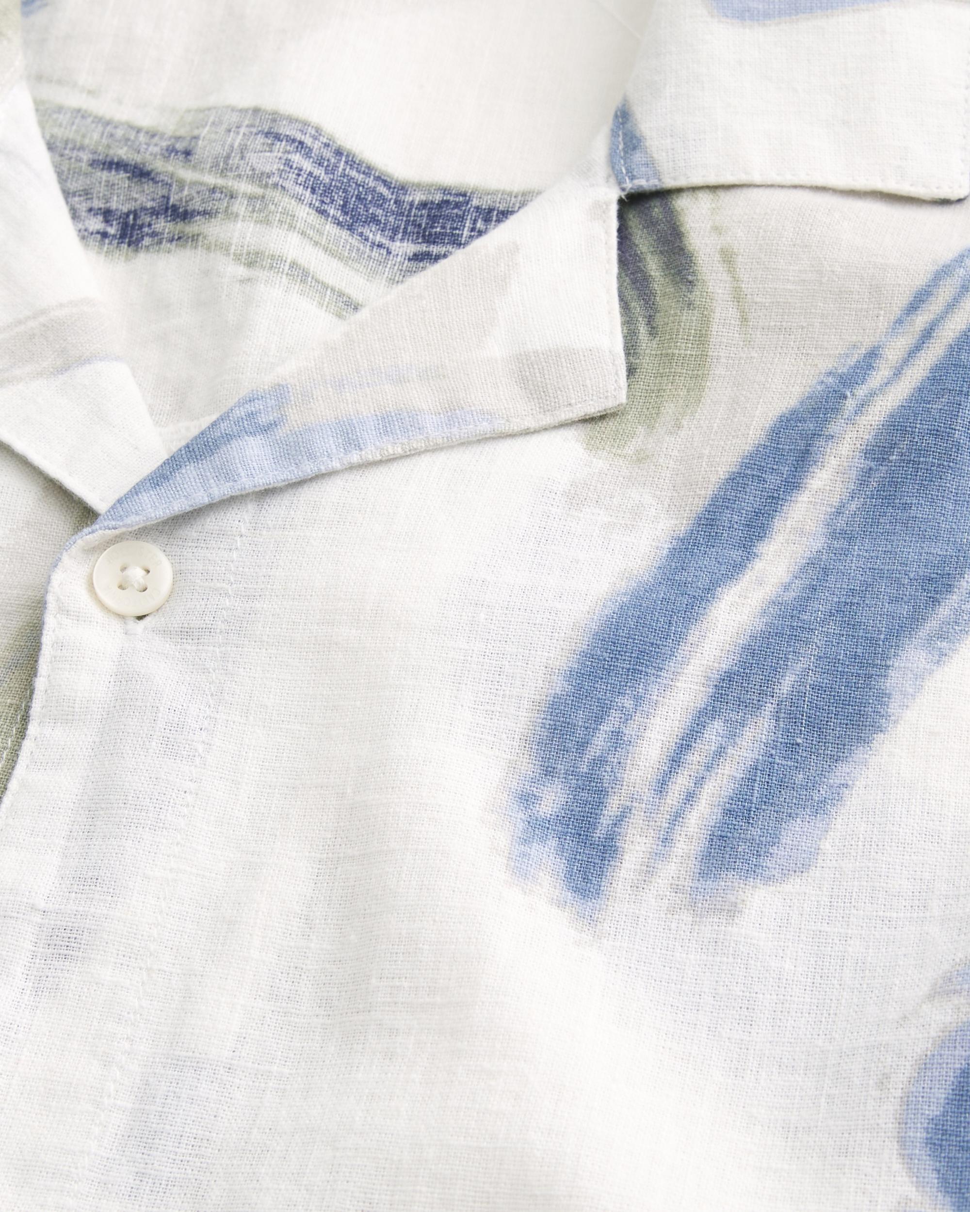 Boxy Short-Sleeve Linen-Blend Shirt Product Image