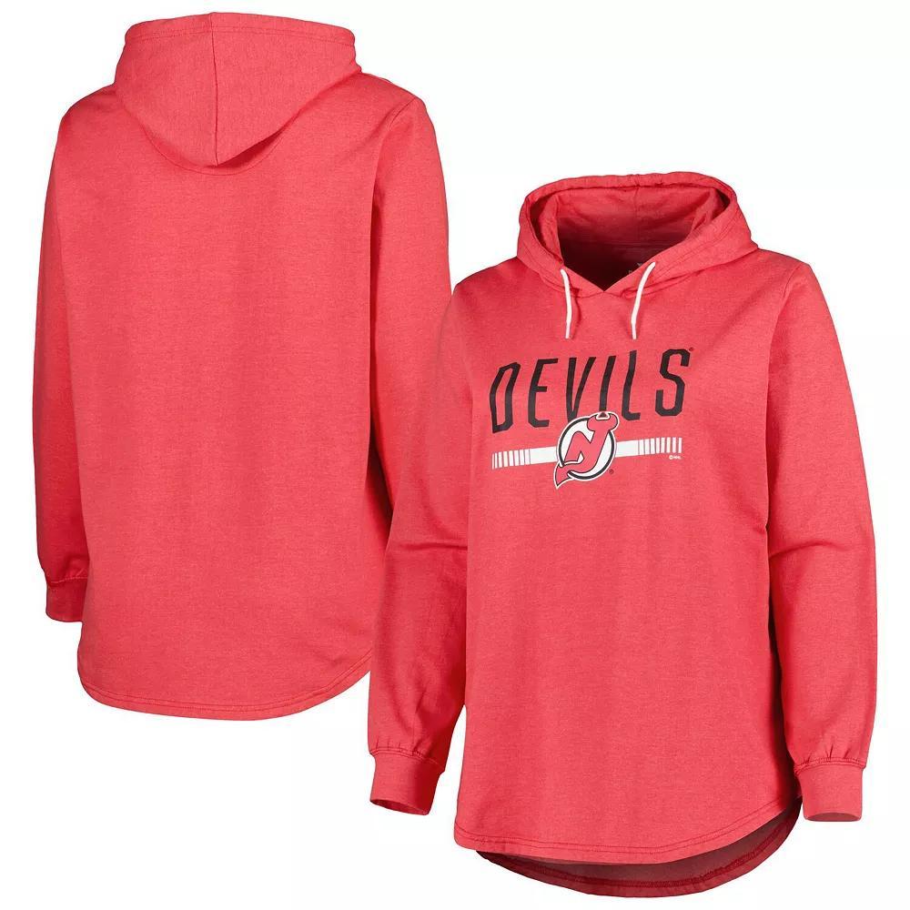 Women's Heather Red New Jersey Devils Plus Size Fleece Pullover Hoodie, Size: 2XL, Nhl Red Product Image