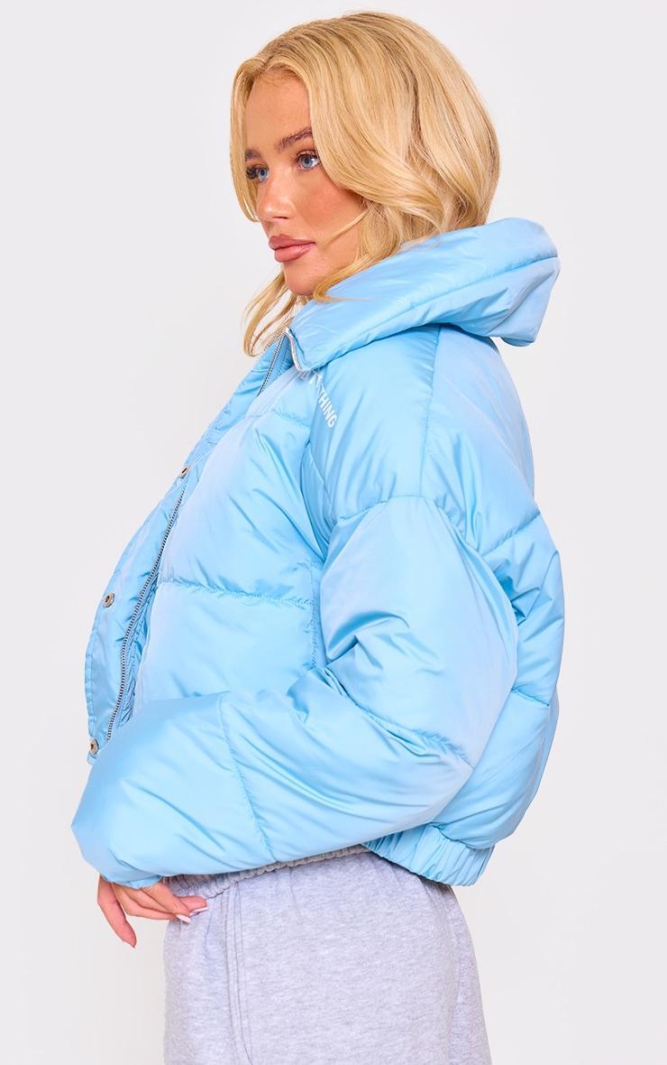 Blue Cropped Puffer Jacket Product Image