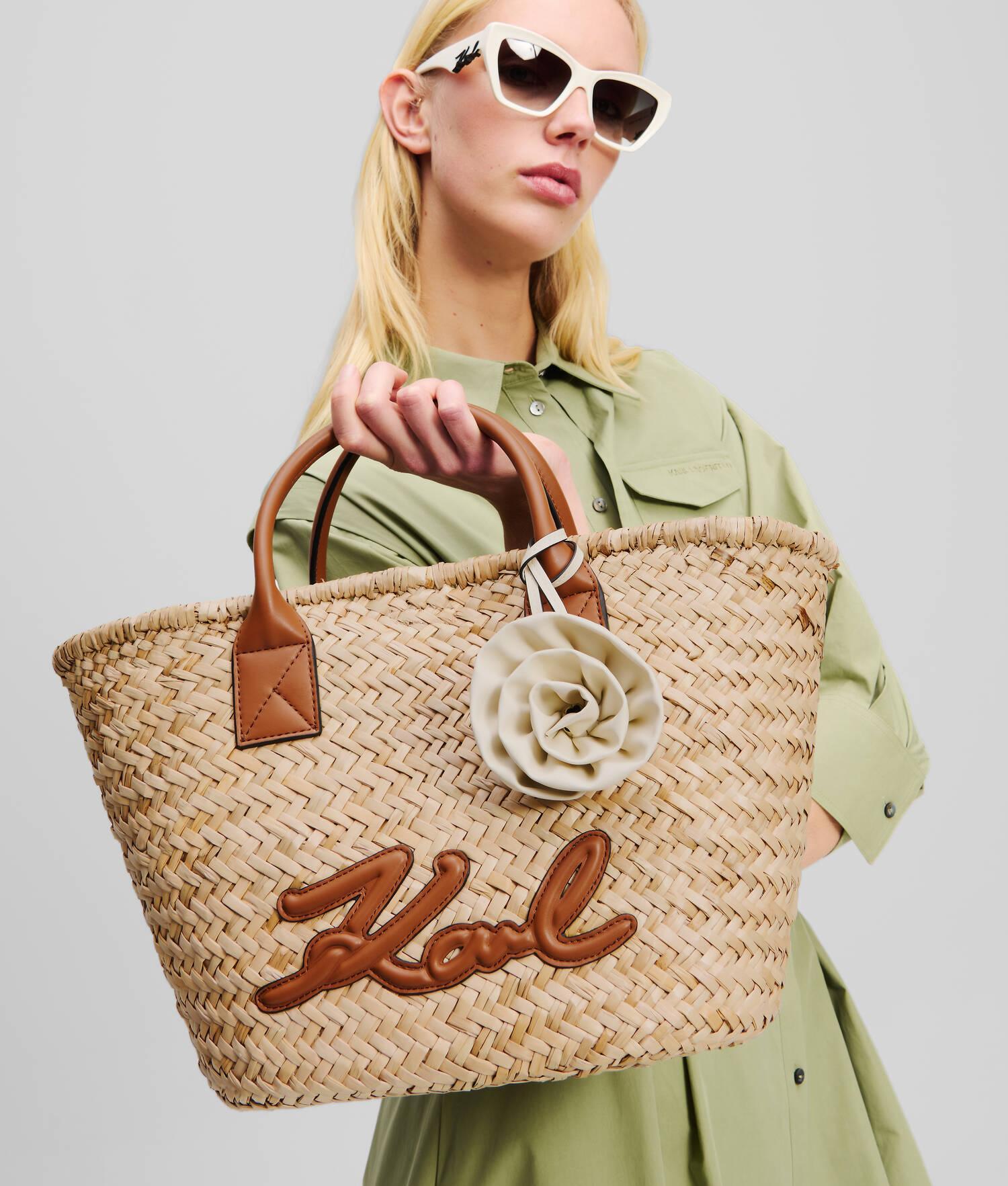 K/SIGNATURE MEDIUM RAFFIA TOTE BAG Product Image