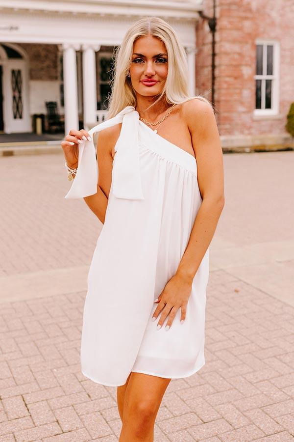 Flirty At Heart Satin Shift Dress In White Product Image