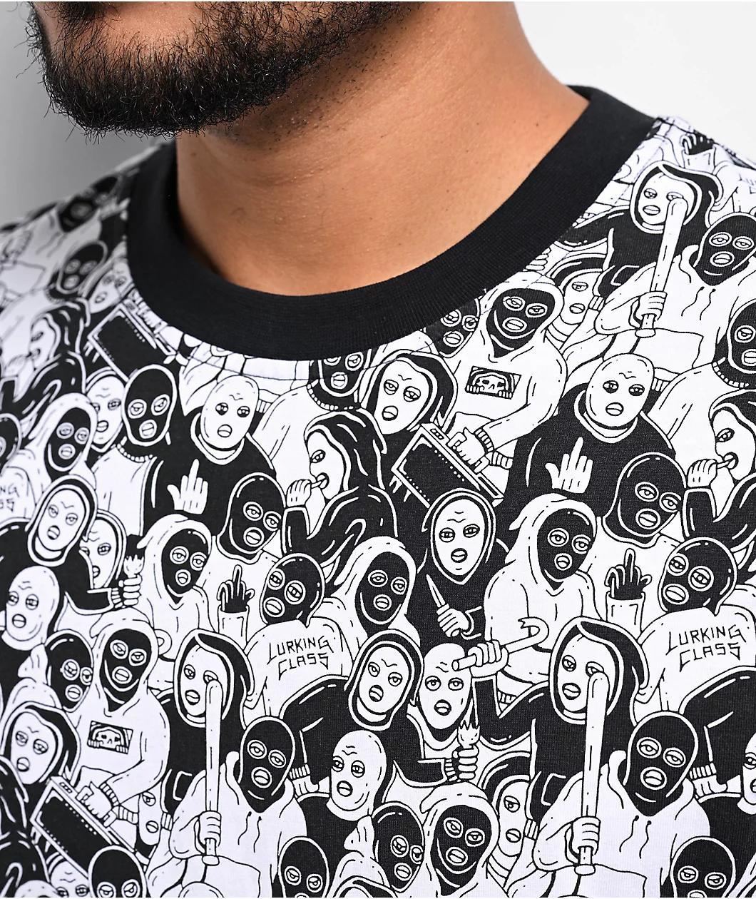 Lurking Class By Sketchy Tank Mob Black & White T-Shirt Product Image