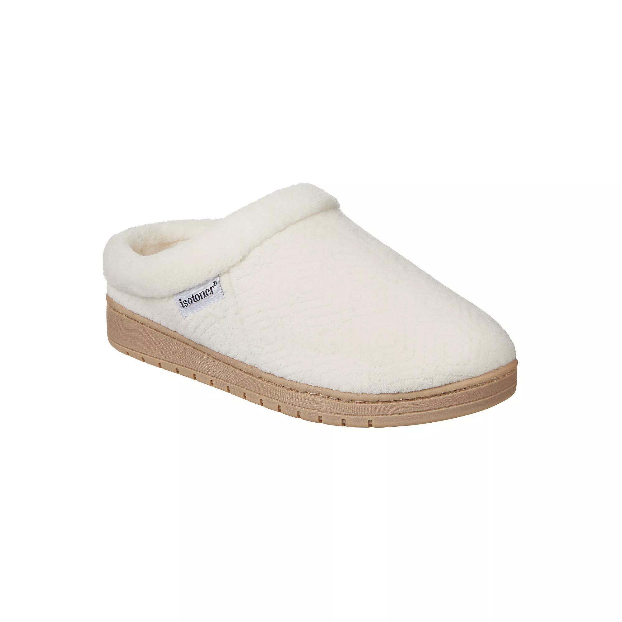 isotoner Gemma Sculpted Microterry Hoodback Women's Slippers, Size: Large, Ewe Product Image