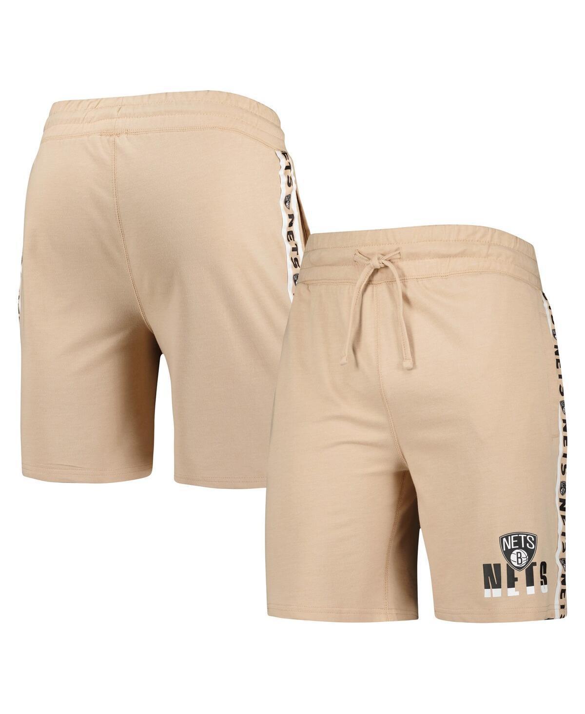 Men's Concepts Sport  Tan Brooklyn Nets Team Stripe Shorts, Size: Medium Product Image