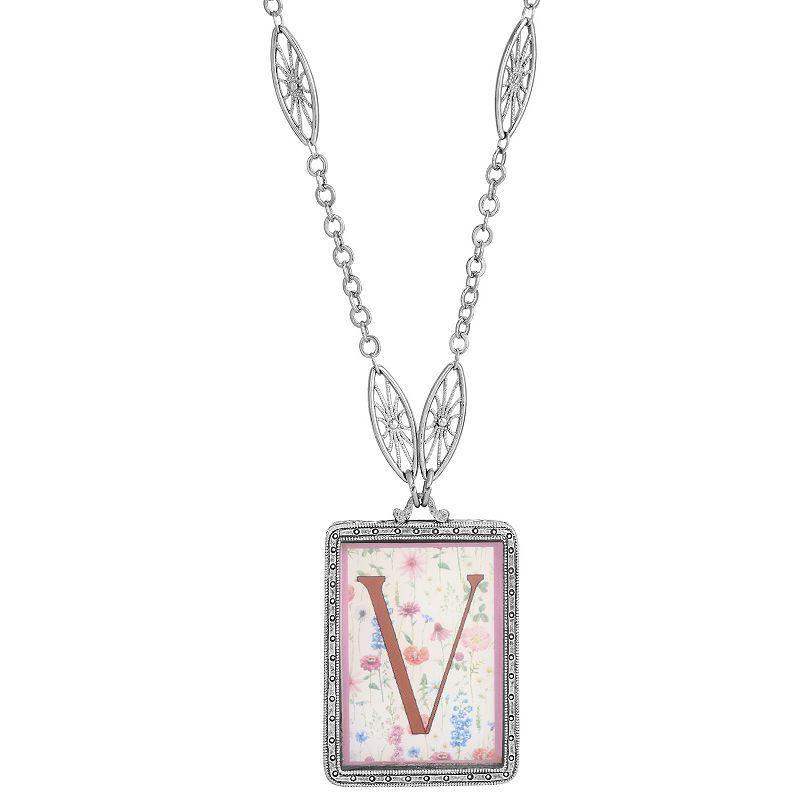 1928 Floral Motif Initial Pendant, Women's, G Product Image