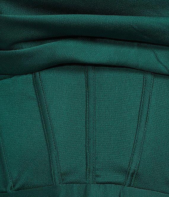 B. Darlin Strapless Cowl Neck Corset Pleated Dress Product Image