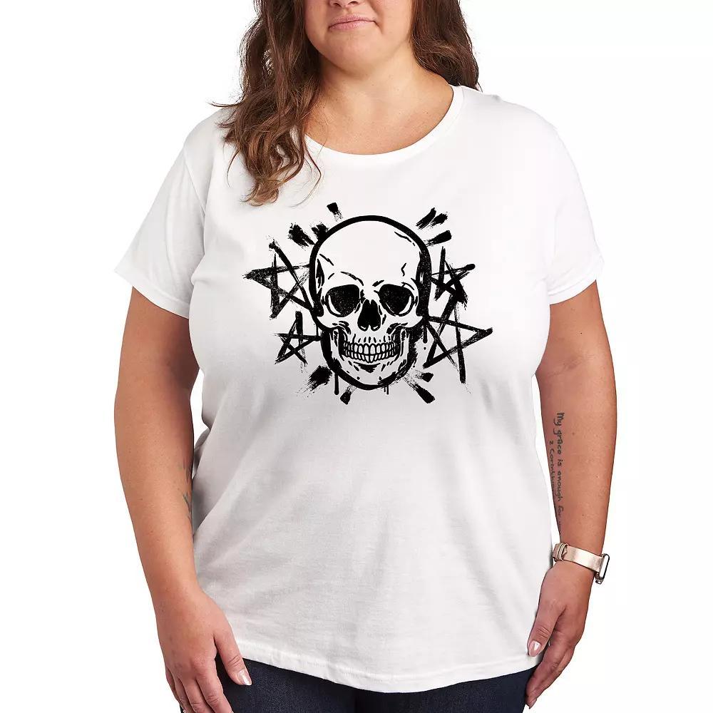 Plus Cat Outlines Graphic Tee, Womens Grey Dark Red Product Image
