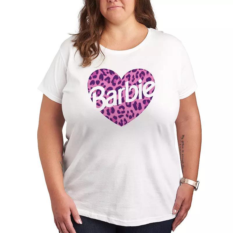 Plus Barbie Leopard Heart Logo Graphic Tee, Womens Product Image