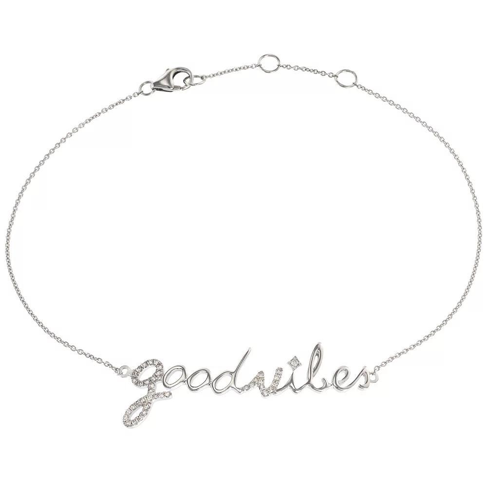 Luxle 14k White Gold 1/10 Carat T.W. Diamond "Good Vibes" Bracelet, Women's Product Image