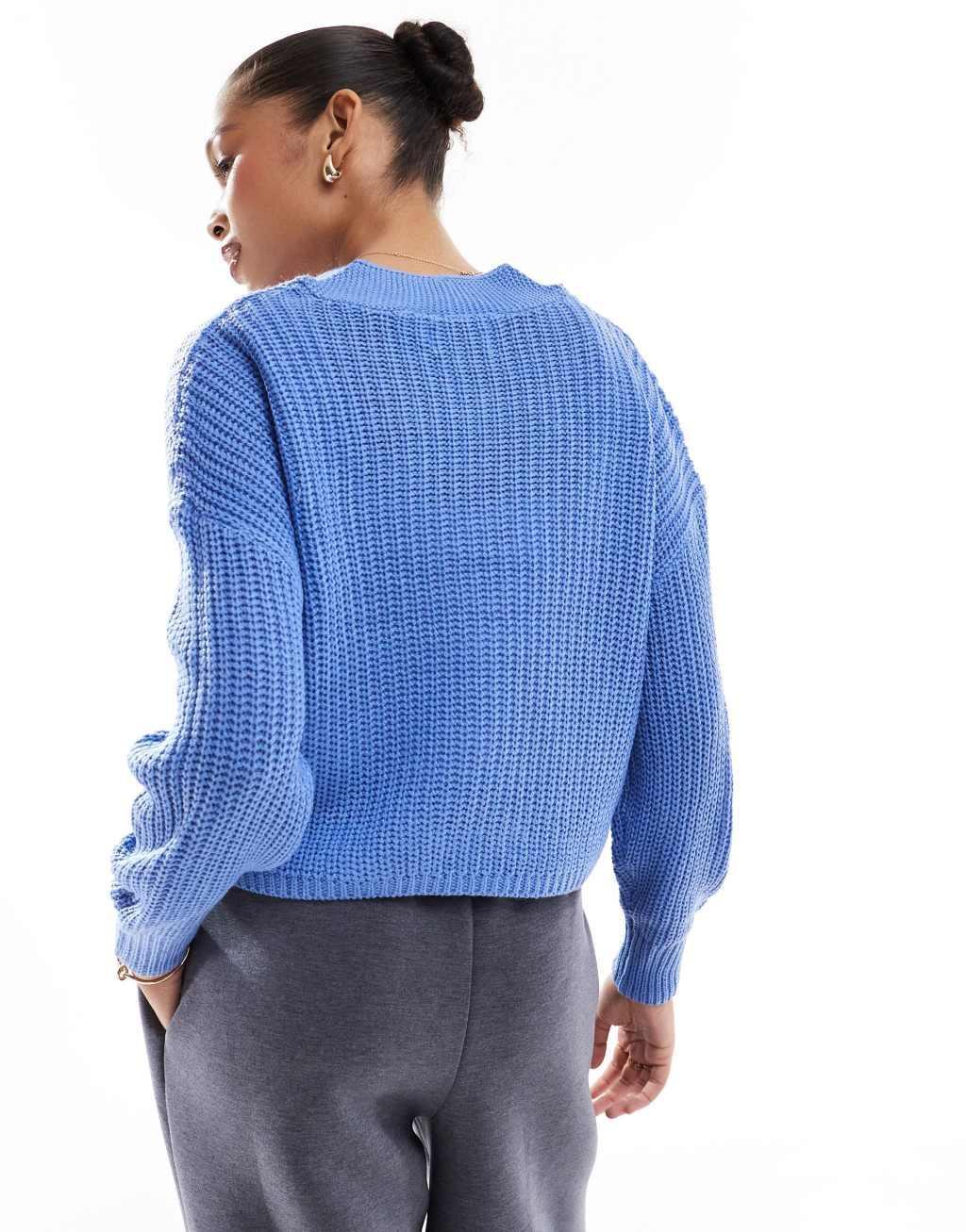 ONLY knit cardigan in bright blue Product Image