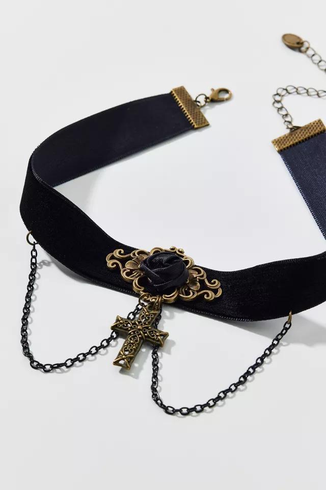 Alice Rosette Cross Choker Necklace Womens at Urban Outfitters Product Image