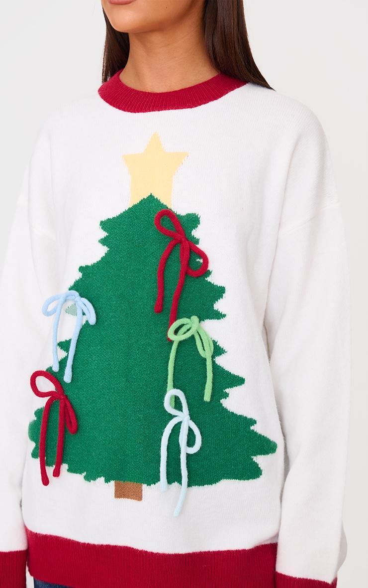 Multi Christmas Tree Bow Oversized Knitted Christmas Sweater Product Image