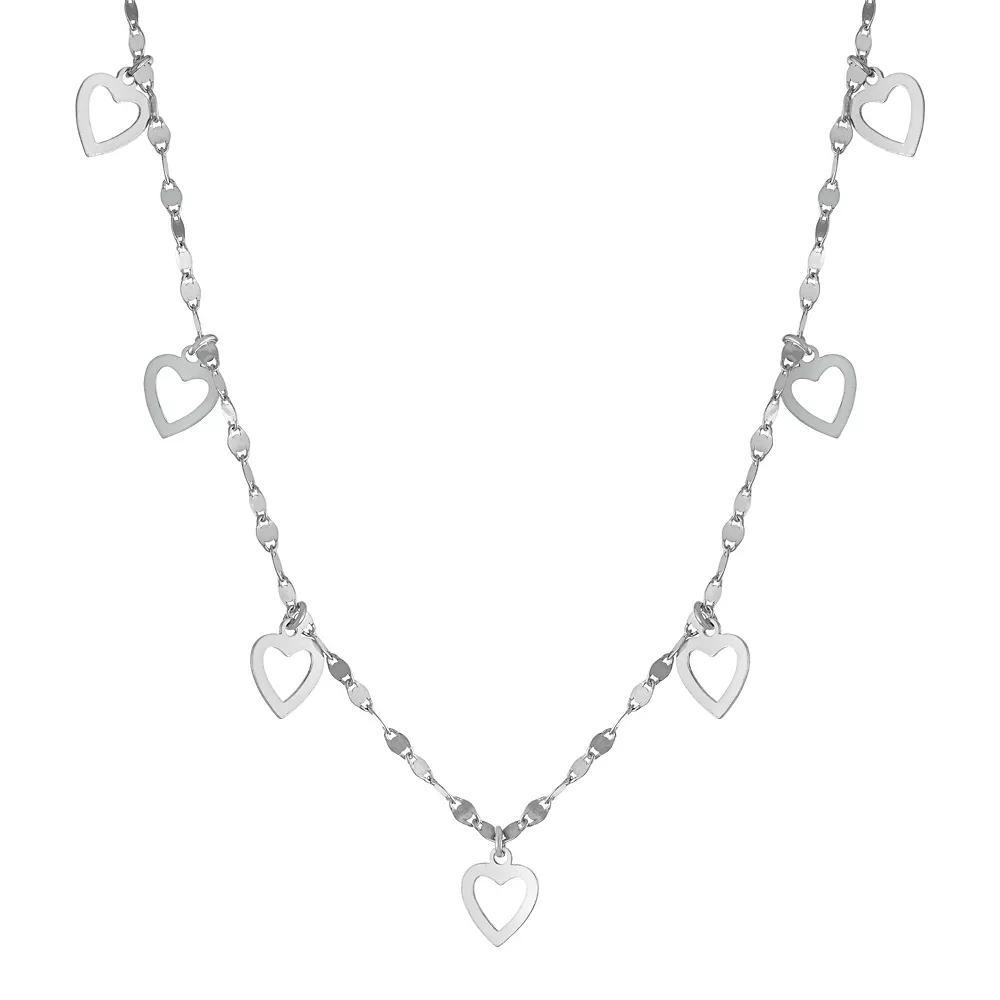 Athra NJ Inc Sterling Silver Heart Charm Necklace, Women's, Size: 18" Product Image