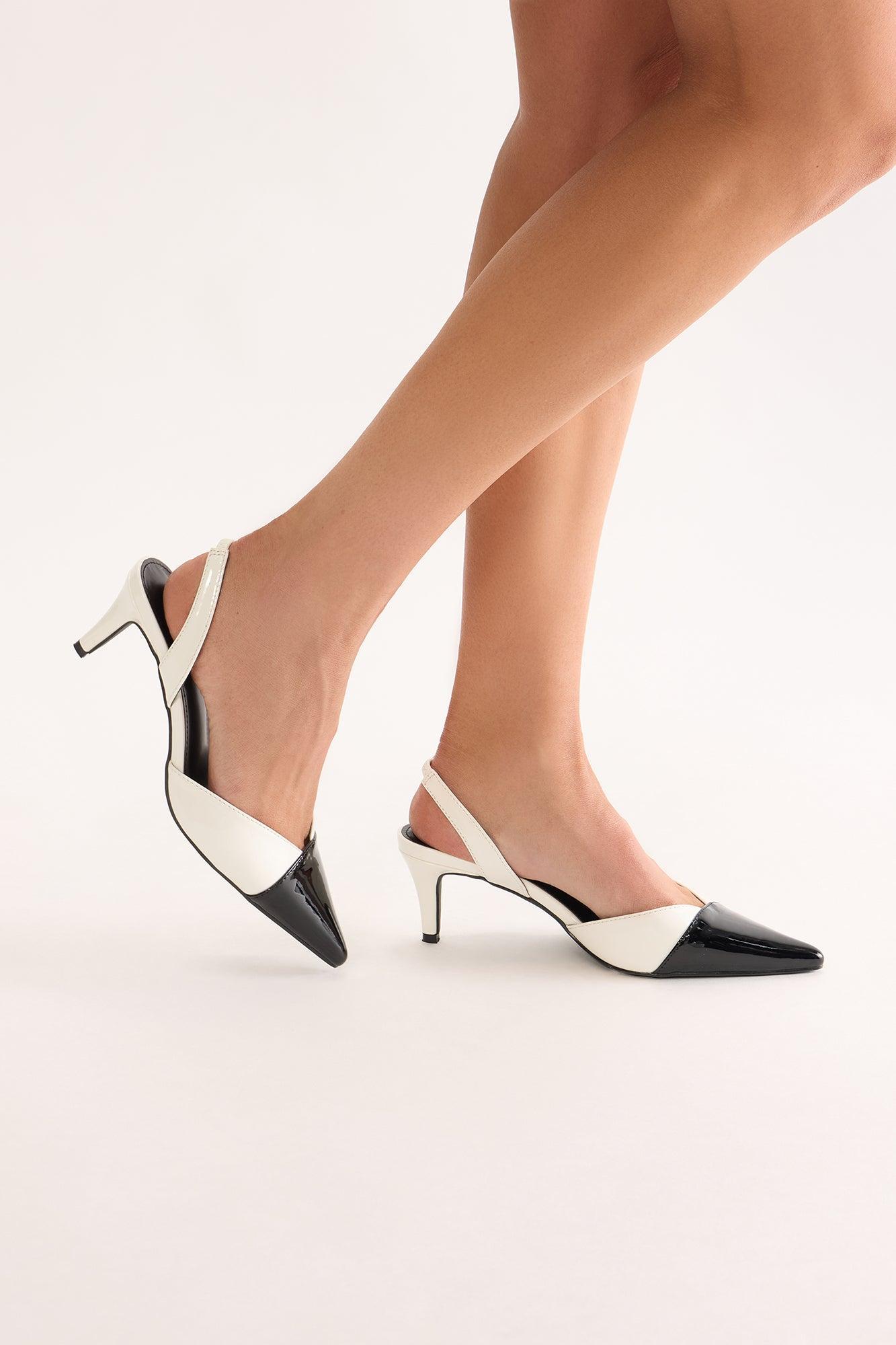 Austria Slingback Pumps - Black/White Product Image