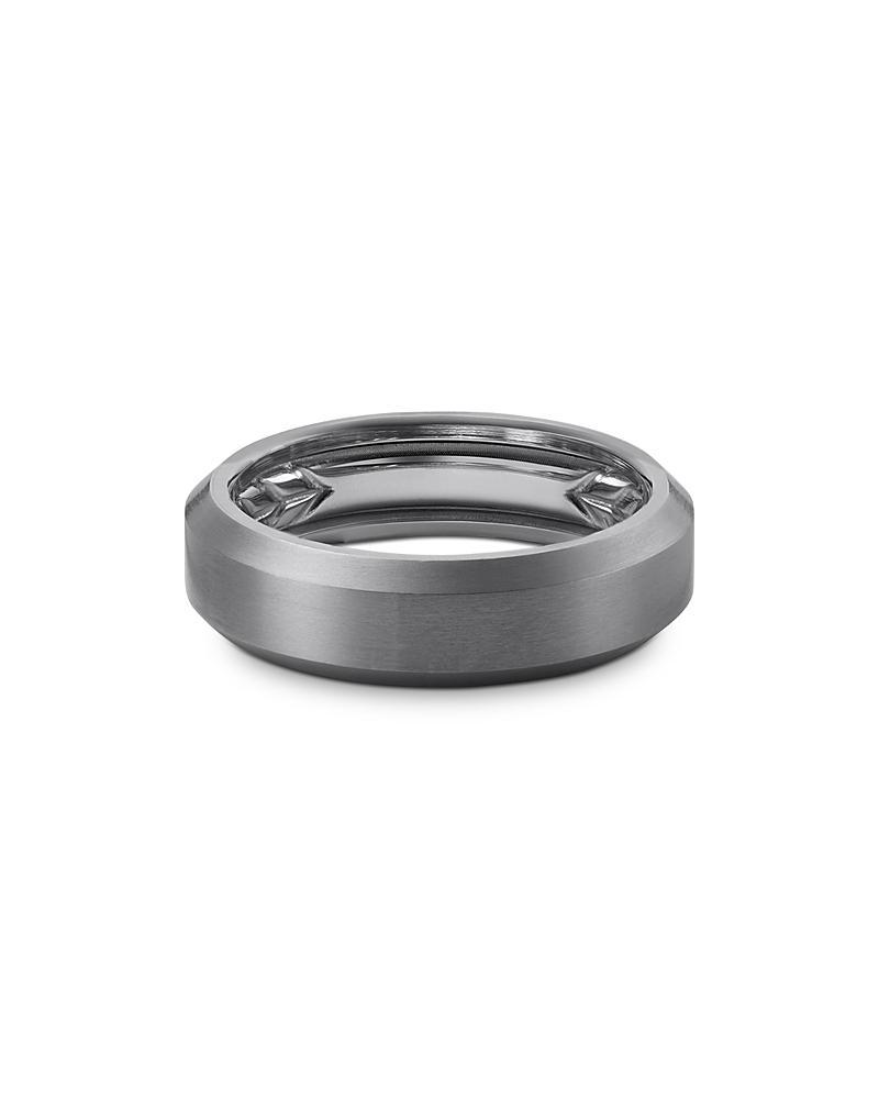 David Yurman Mens Gray Titanium Wedding Beveled Band Ring Product Image