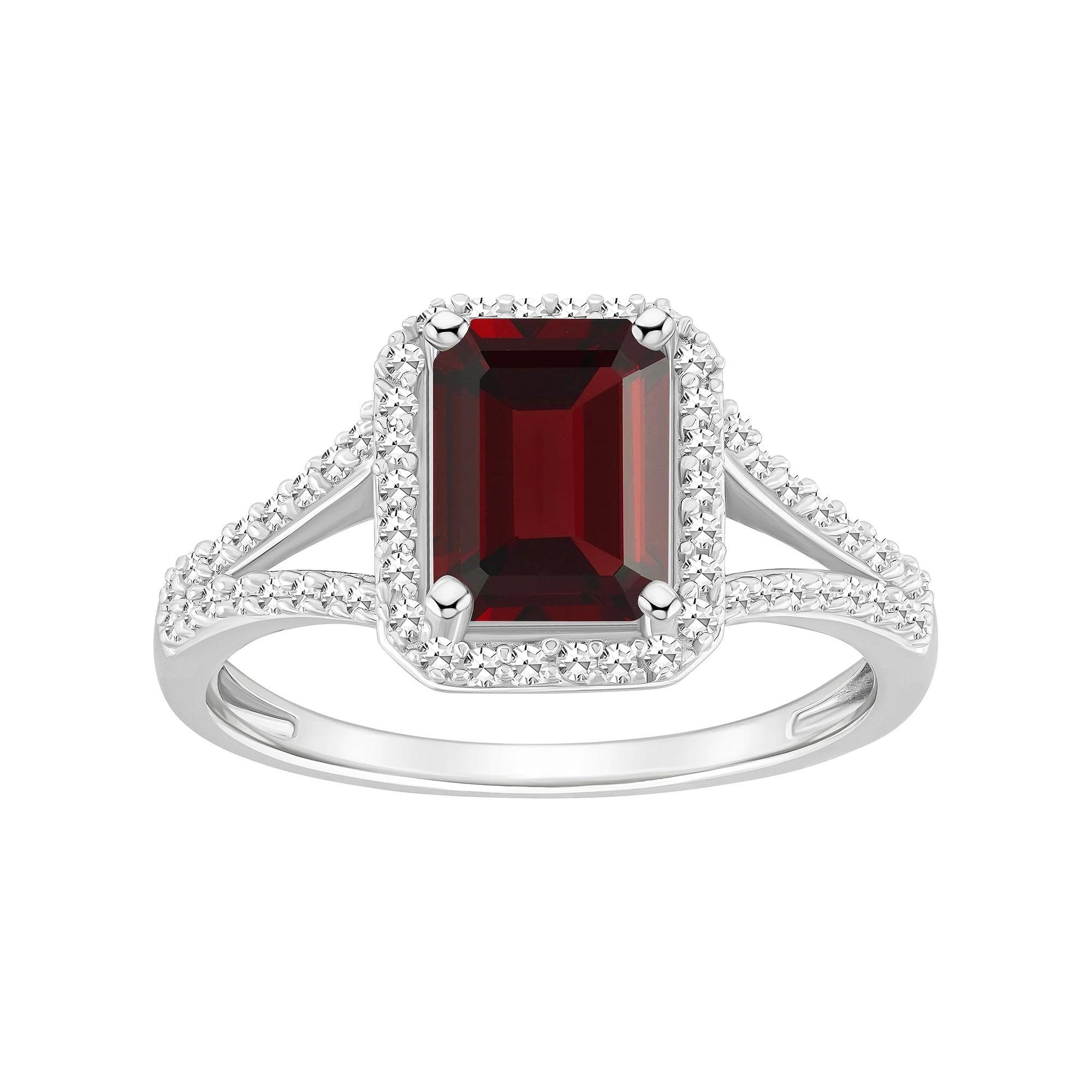 Celebration Gems Sterling Silver Gemstone & 1/4 Carat T.W. Diamond Halo Ring, Womens Peridot Product Image