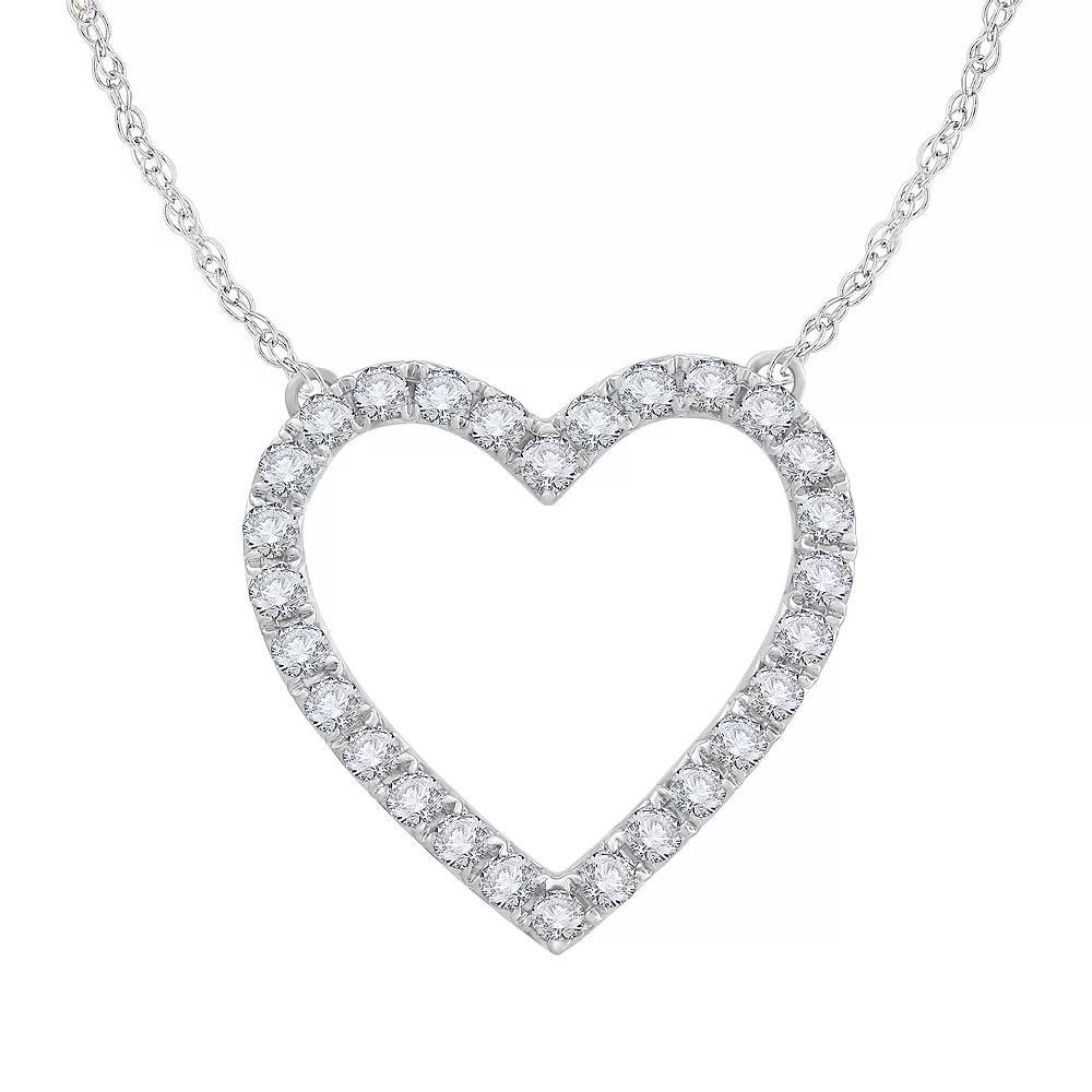 Diamond Medley 14k White Gold 1/2 Carat T.W. Lab-Grown Diamond Heart Necklace, Womens 14k Whgold Product Image