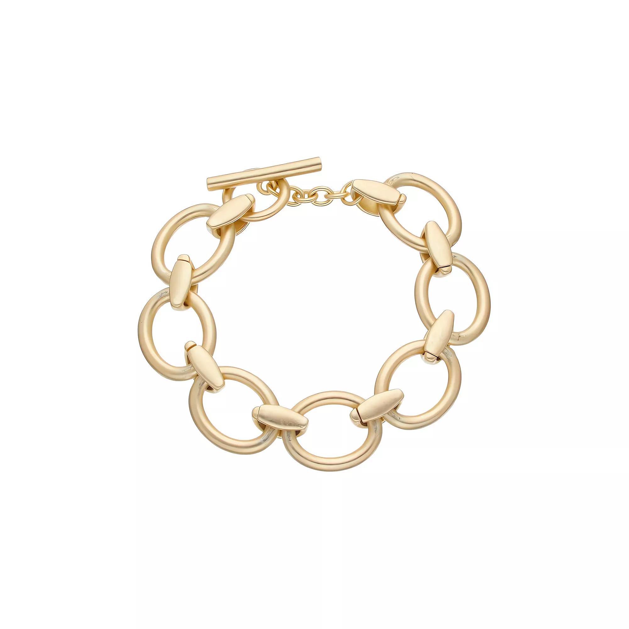 Juvell 18k Gold Plated Large Links Bracelet, Women's, Size: 7", Gold Tone Product Image