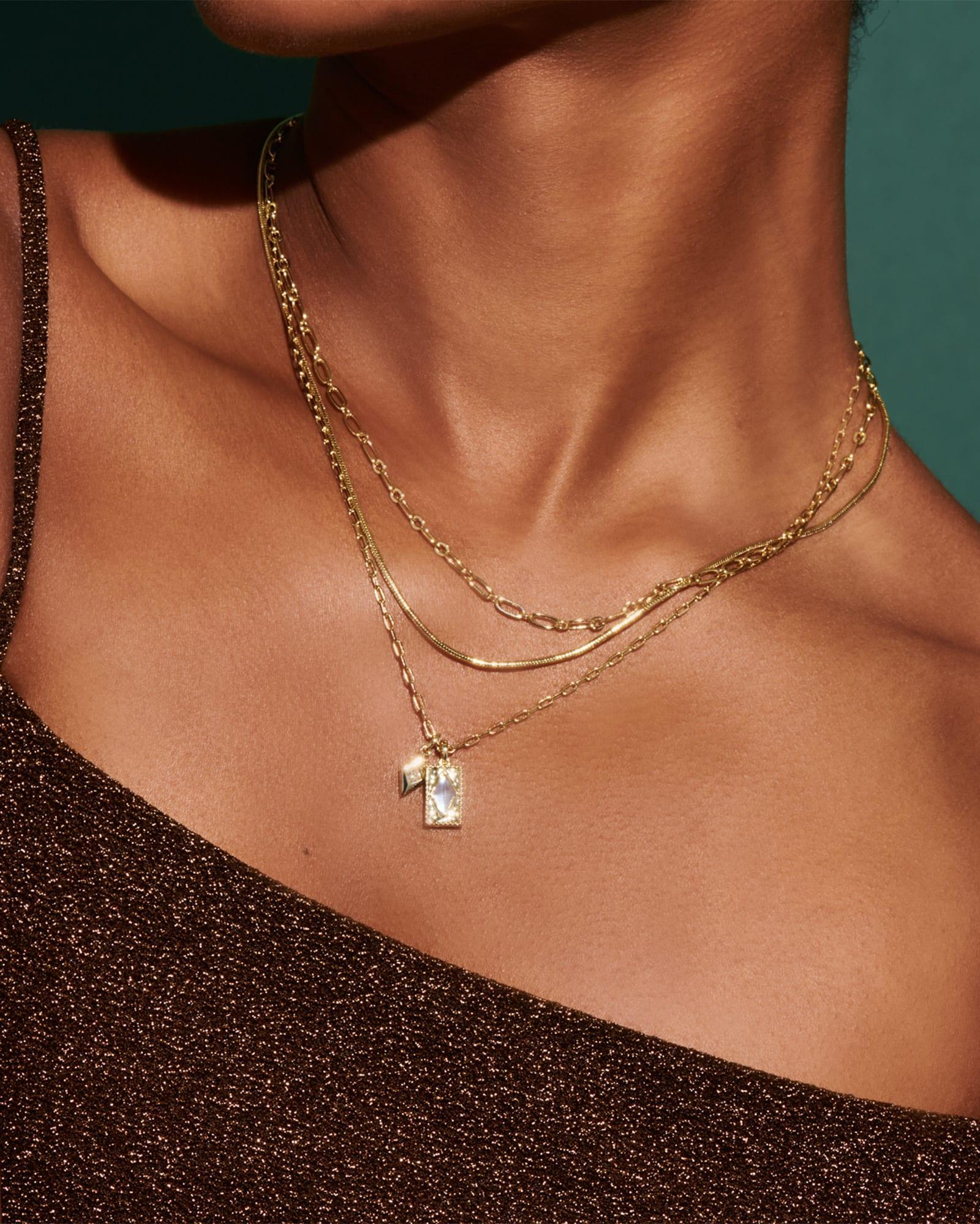Kinsley Gold Multi Strand Necklace in Ivory Mother-of-Pearl Product Image