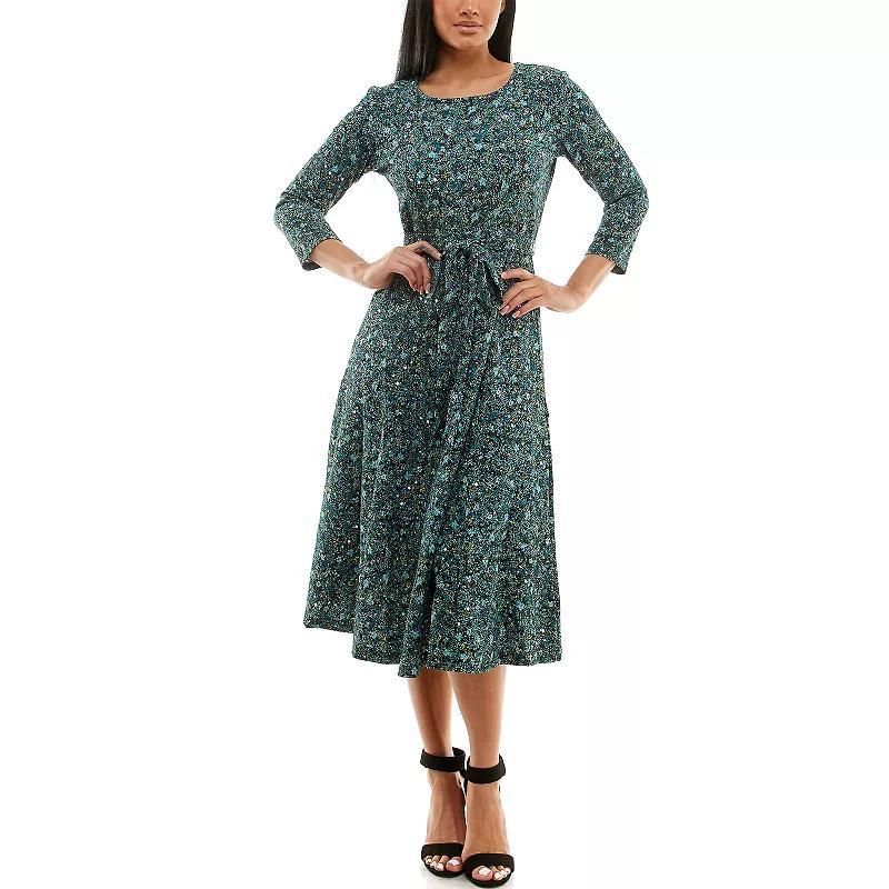 Women's Nina Leonard Sylvia Print Midi Dress, Size: Small, Blue Artic Team Product Image